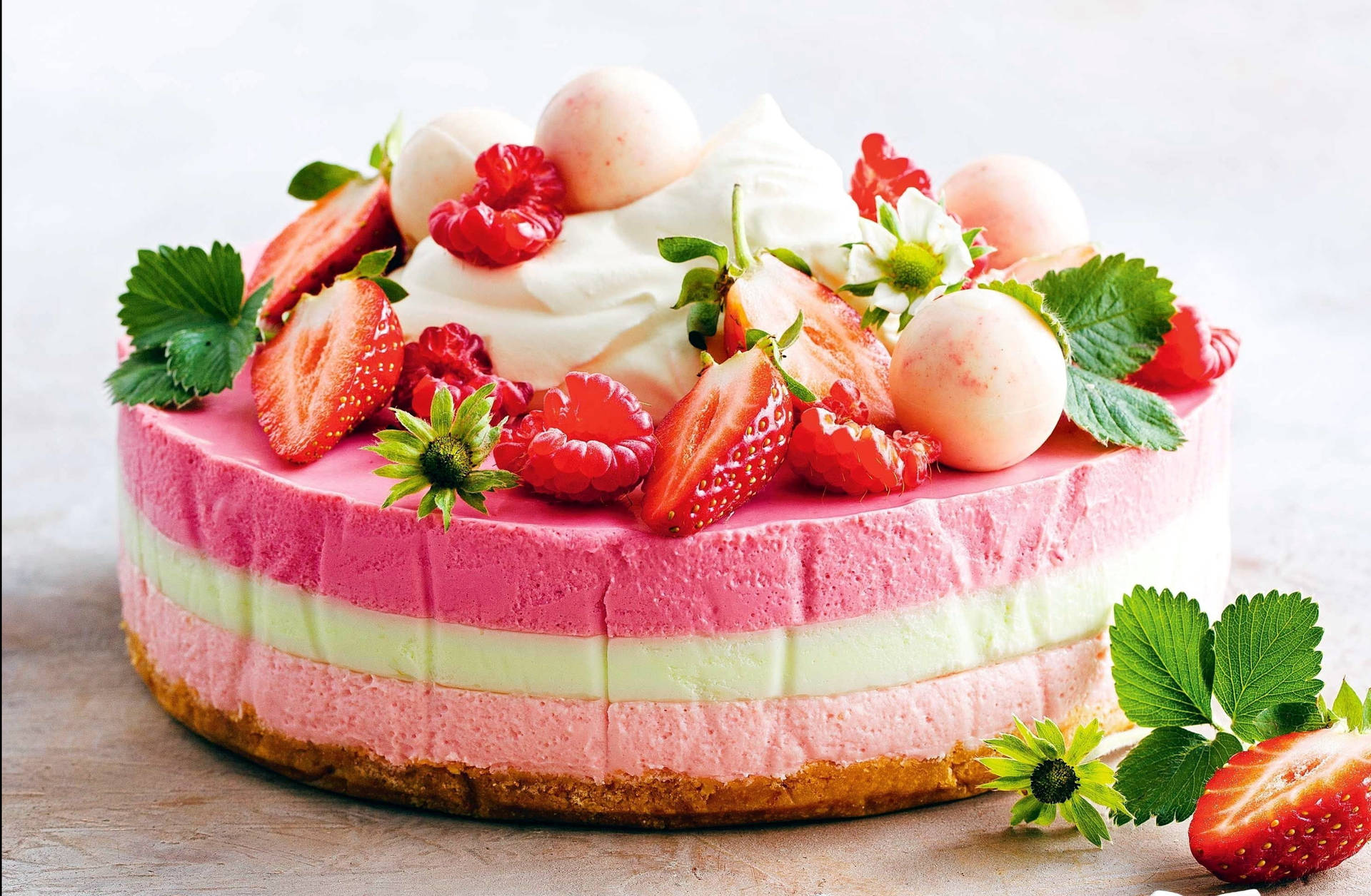 Decorated Strawberry Cake Background