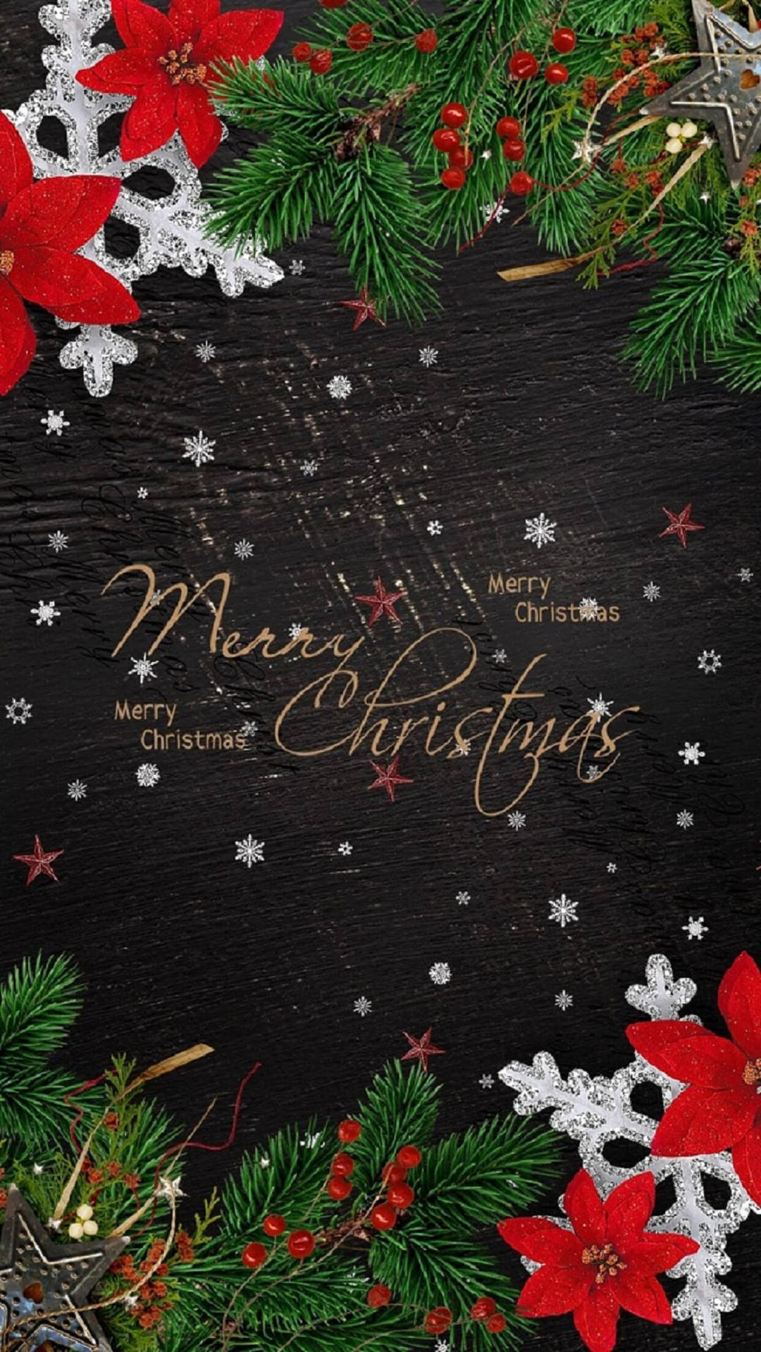 Decorated Wooden Surface Merry Christmas Iphone Background