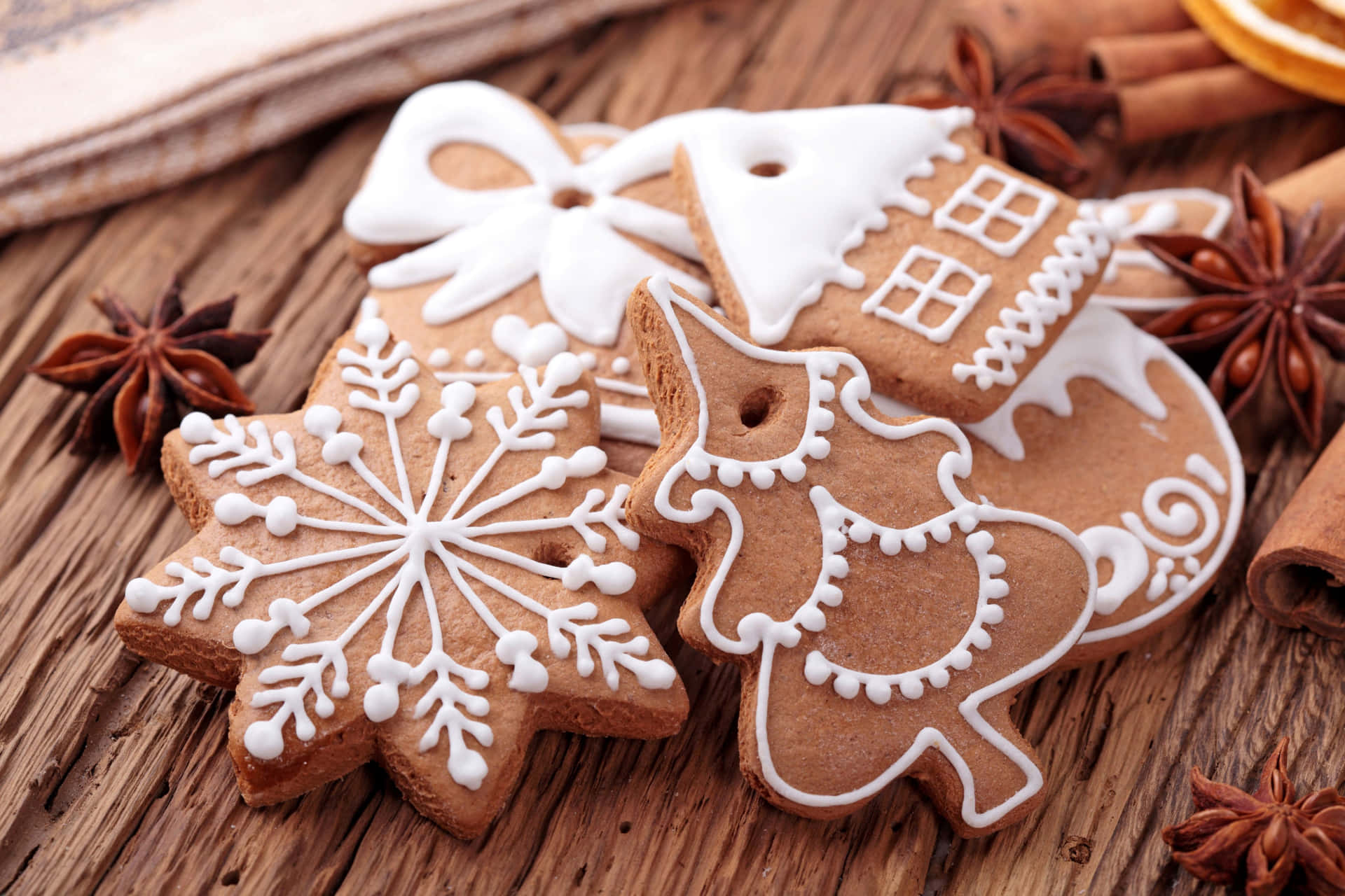 Decorative Christmas Gingerbread Cookies Background