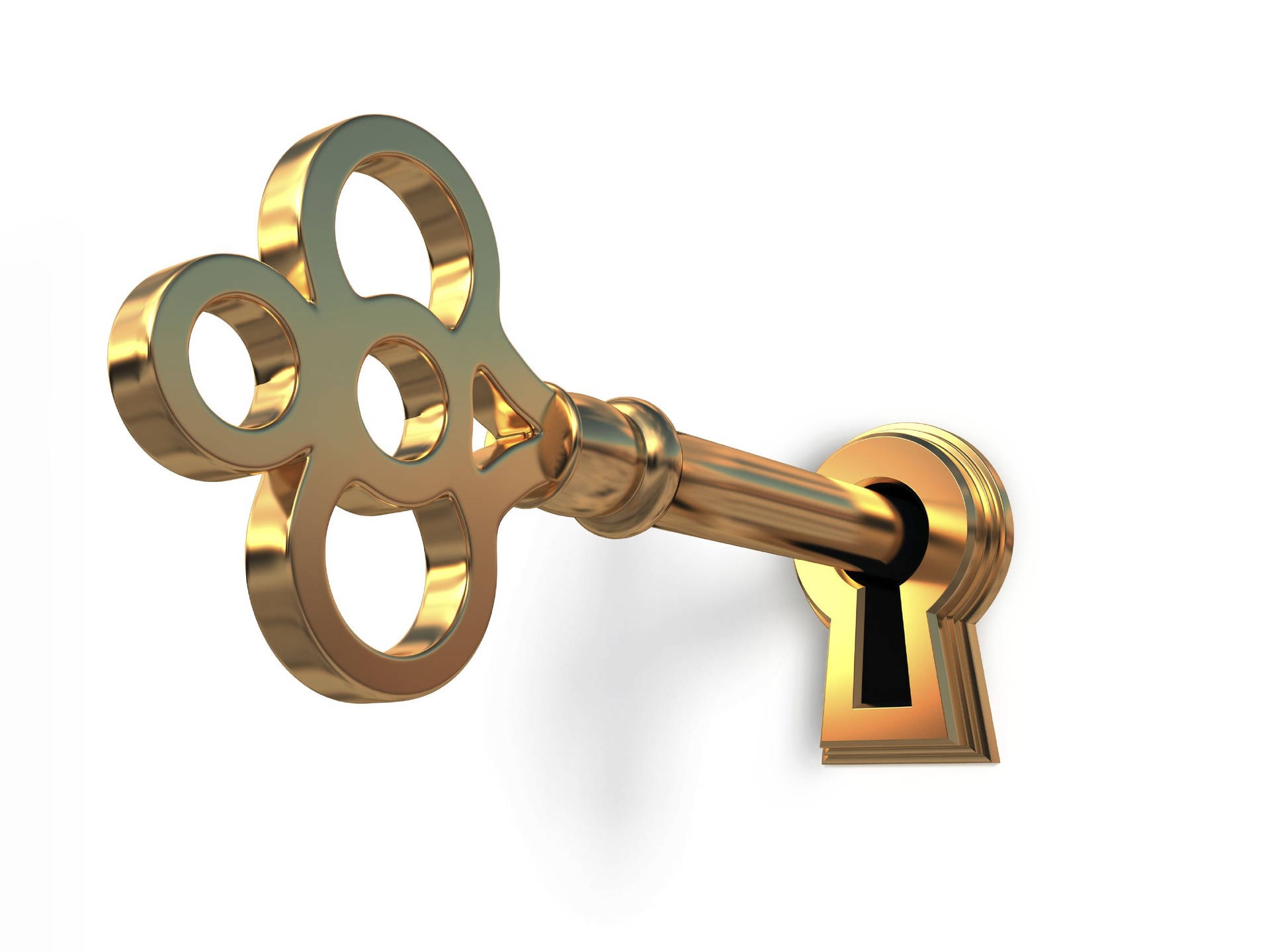 Decorative Golden Key In Keyhole