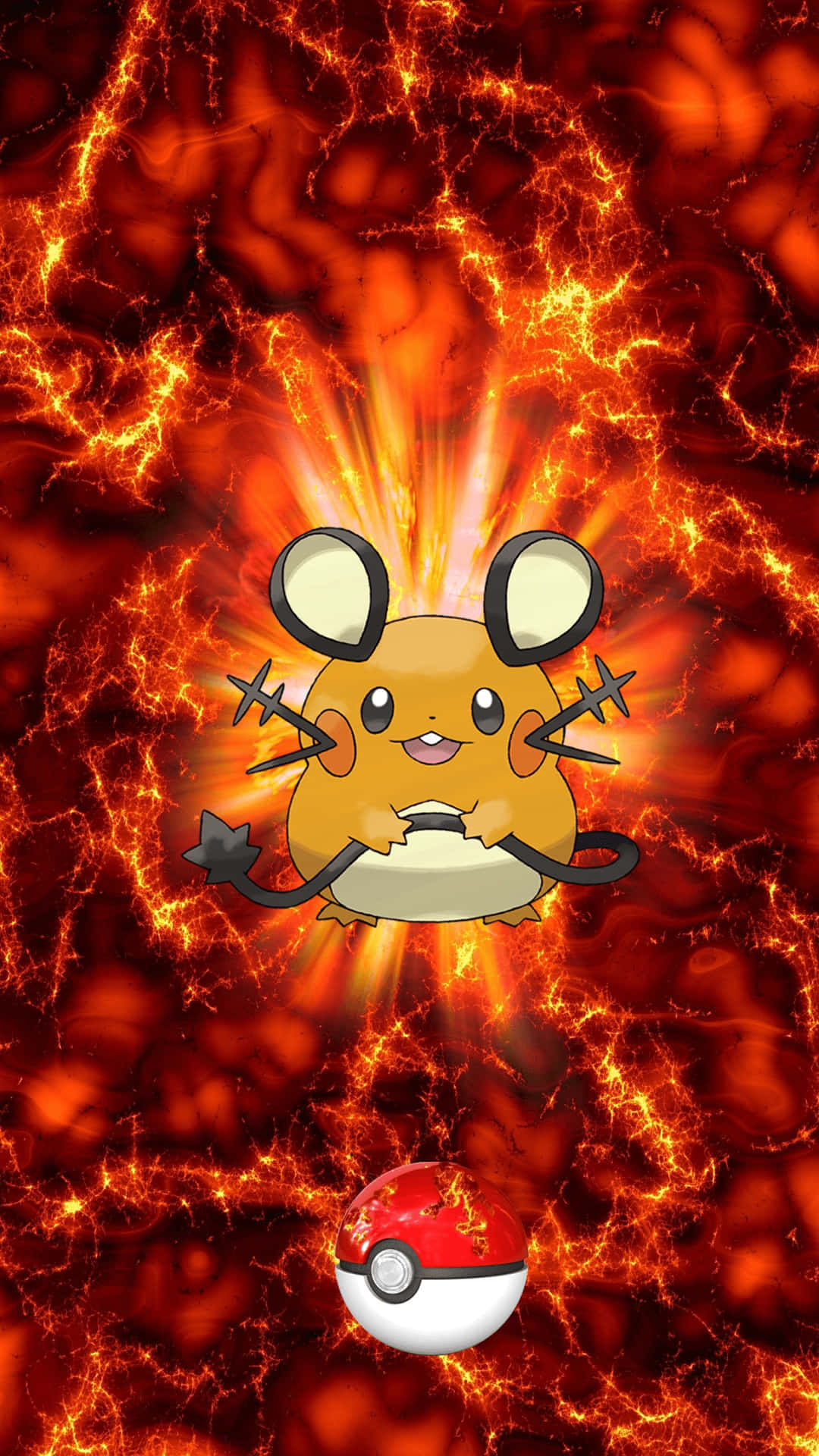 Dedenne On Flaring Fire Background