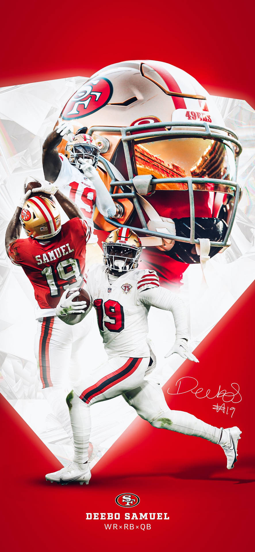 Deebo Samuel Red And White Background