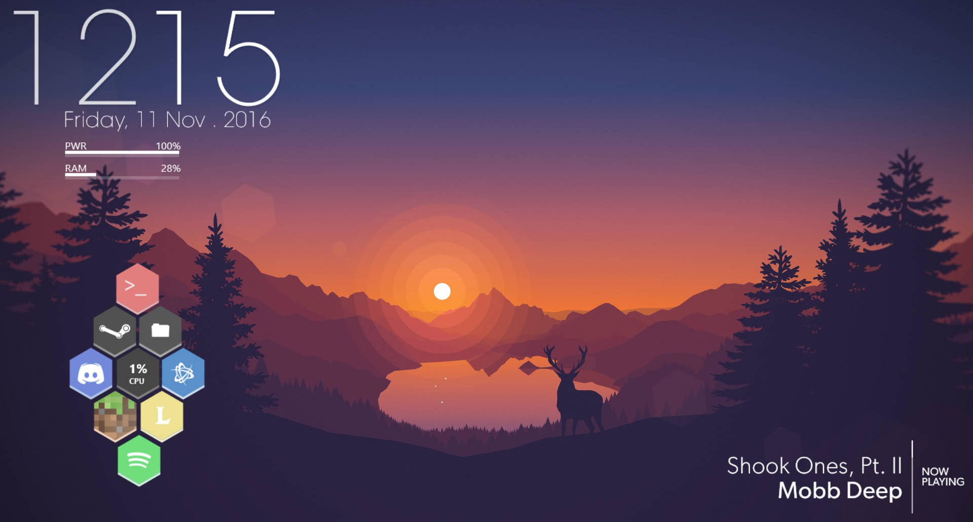 Deer During Sunset Rainmeter Skin Background