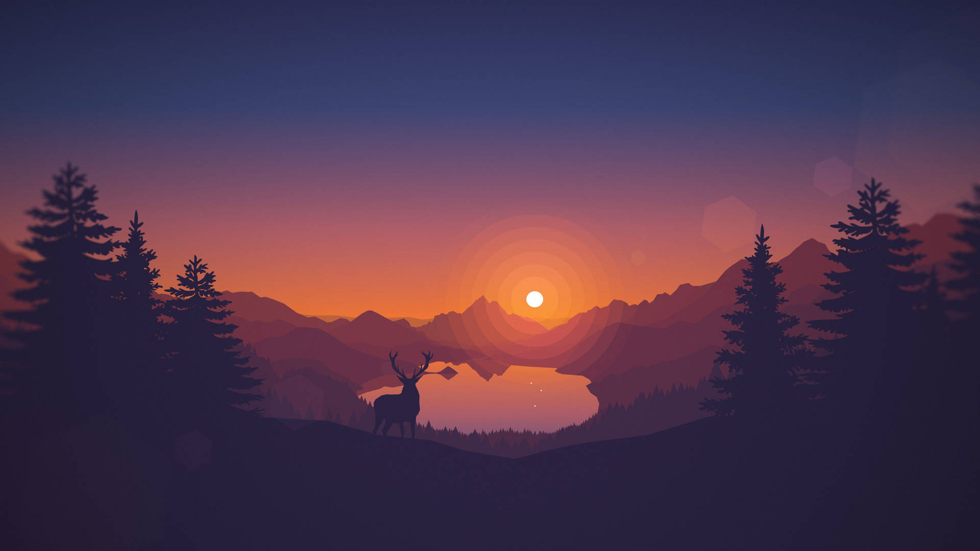 Deer Mountain Sunset Minimalist Background