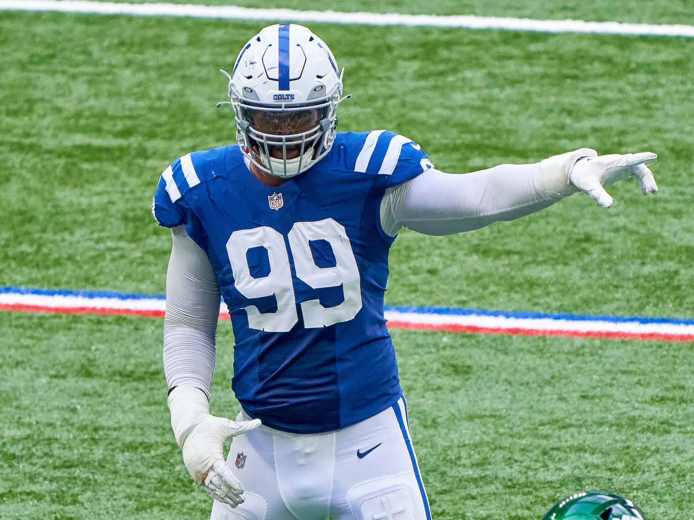 Deforest Buckner Blue Football Jersey Background