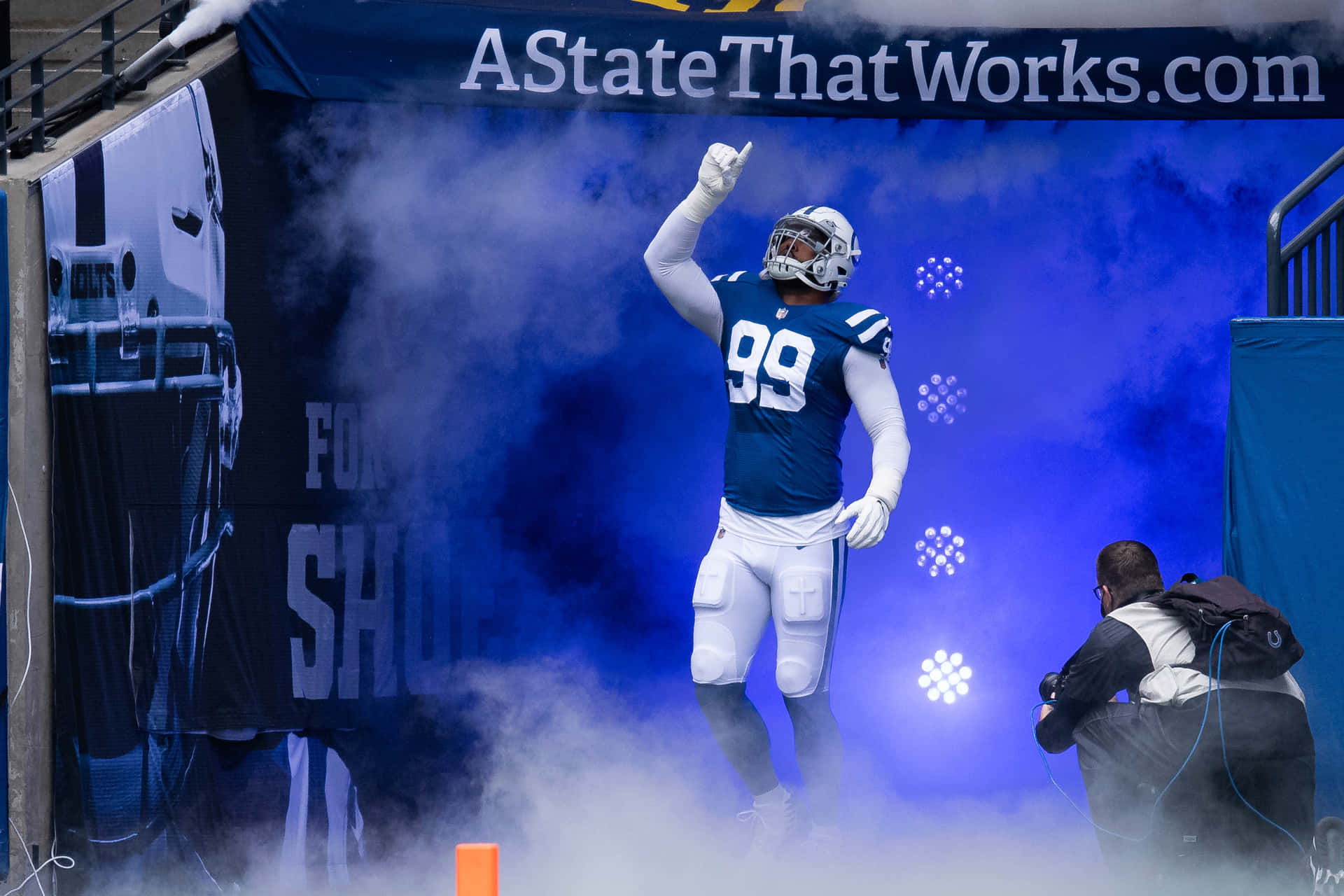 Deforest Buckner Grand Smoky Blue Football Entrance Background