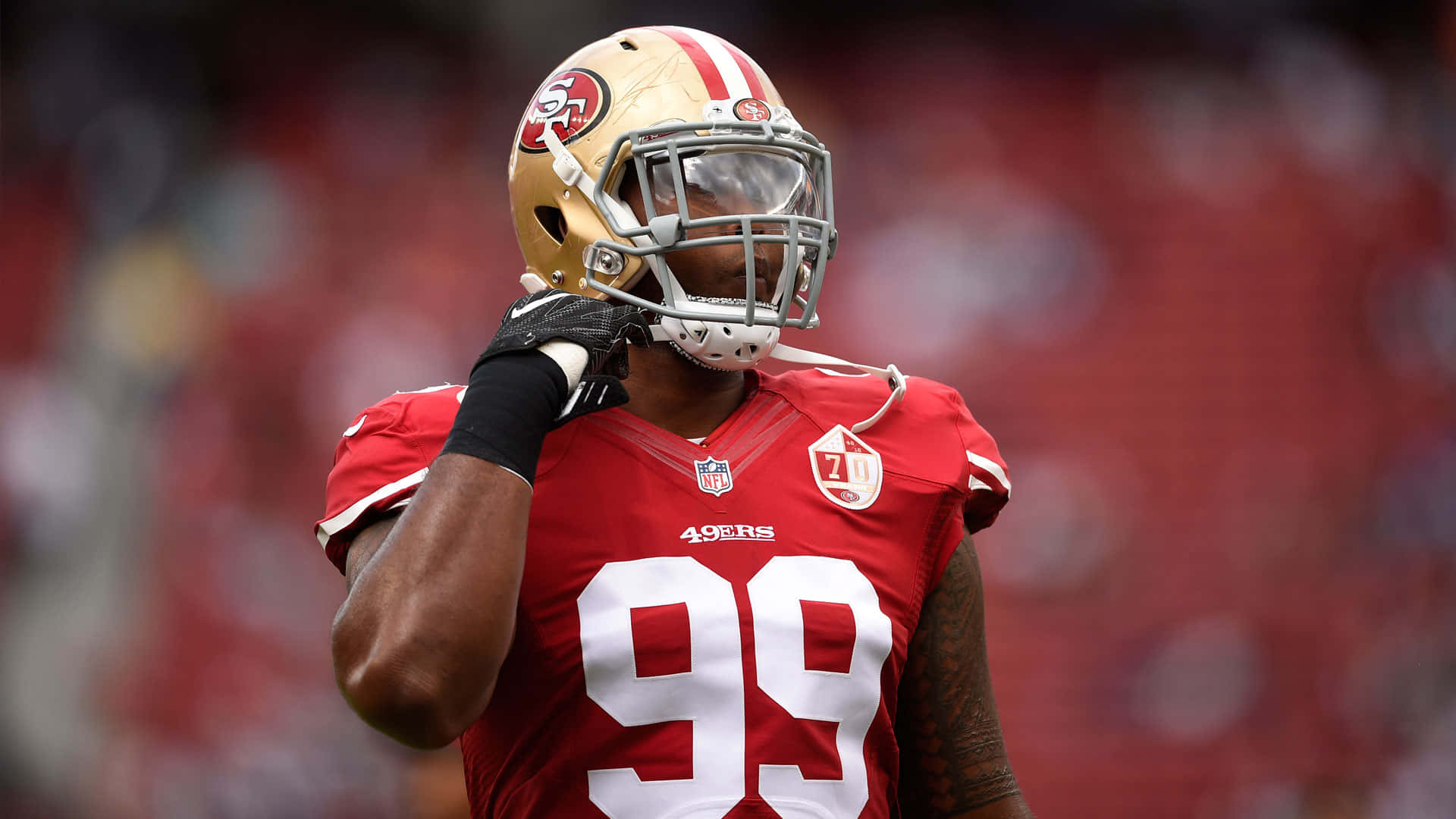Deforest Buckner San Francisco 49ers Red Kit Background