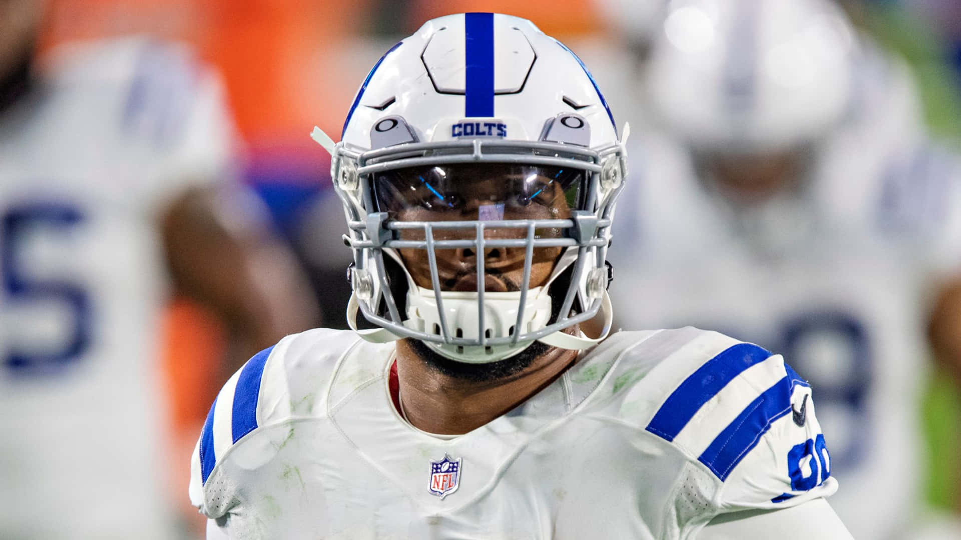 Deforest Buckner Serious Face White Helmet Background