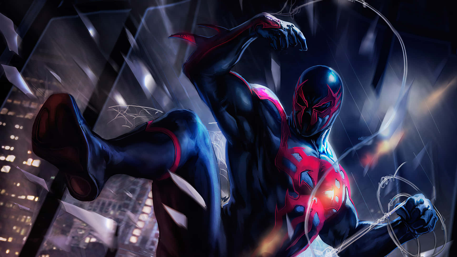 Defying Gravity - Spider-man 2099 In Action Background