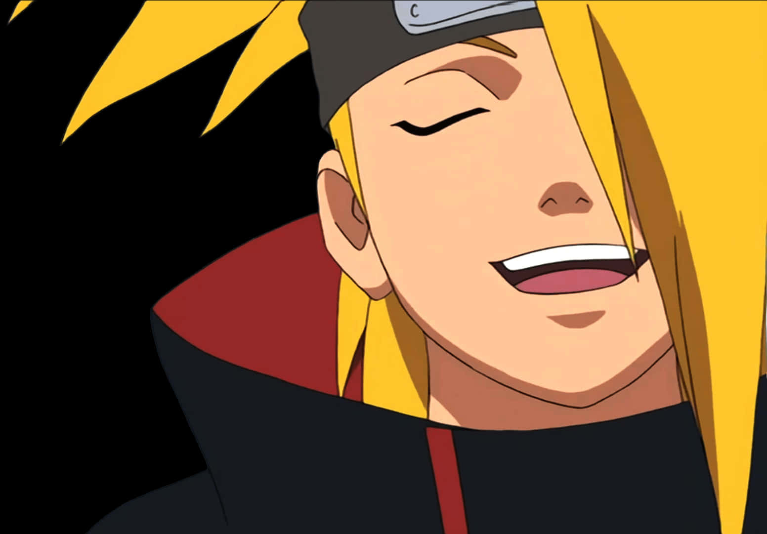 Deidara Close Up Smiling Eyes Closed Background