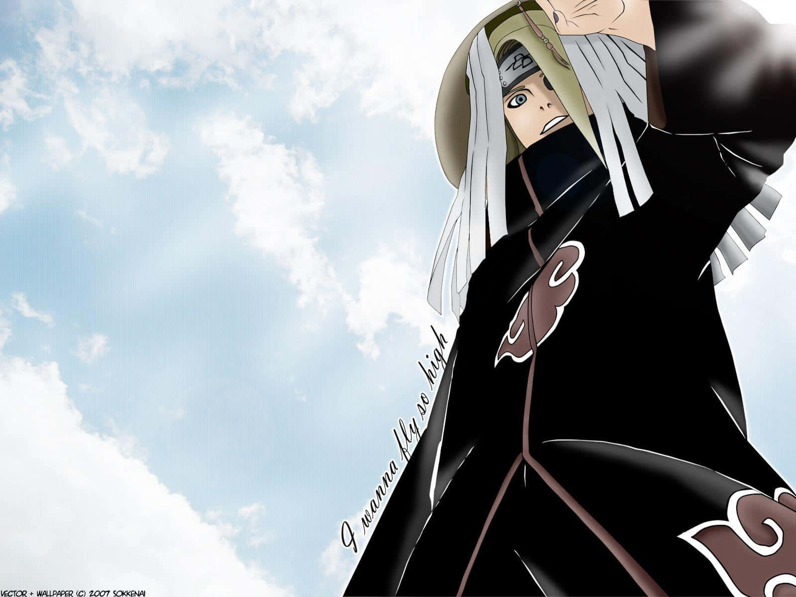 Deidara Looking Down Clear Skies Background