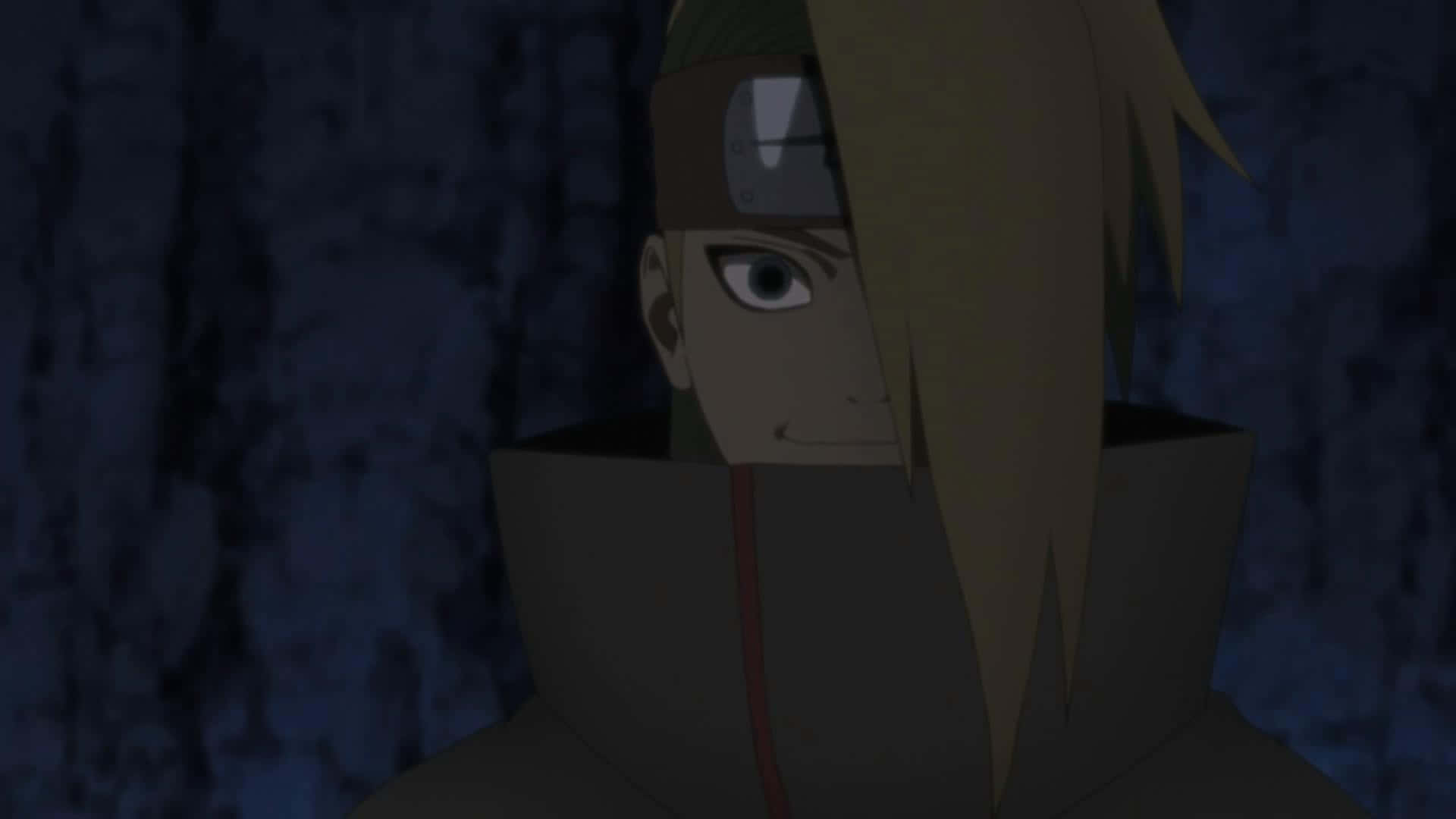 Deidara Smiling In Dark Forest Background