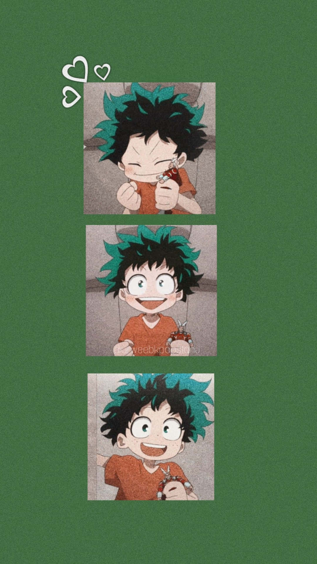 Deku Aesthetic Childhood Against Green Background Background