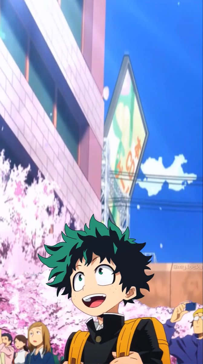Deku Aesthetic Midoriya On His Way To School Background