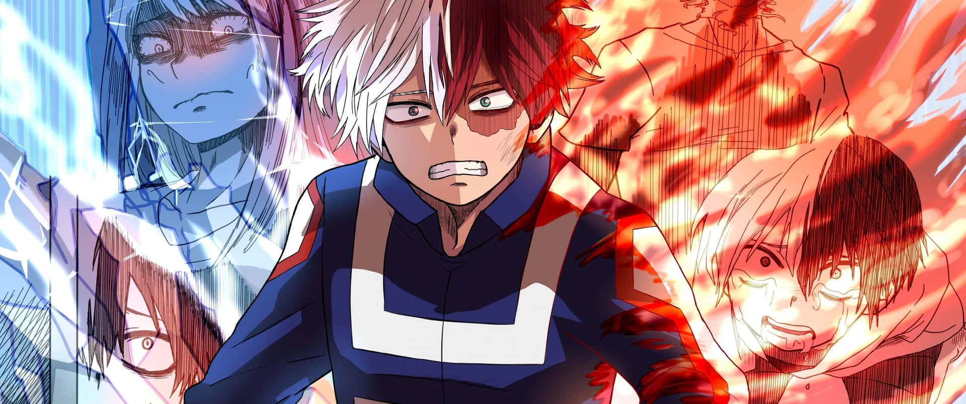 Deku And All Might Teaming Up To Save The Day Background