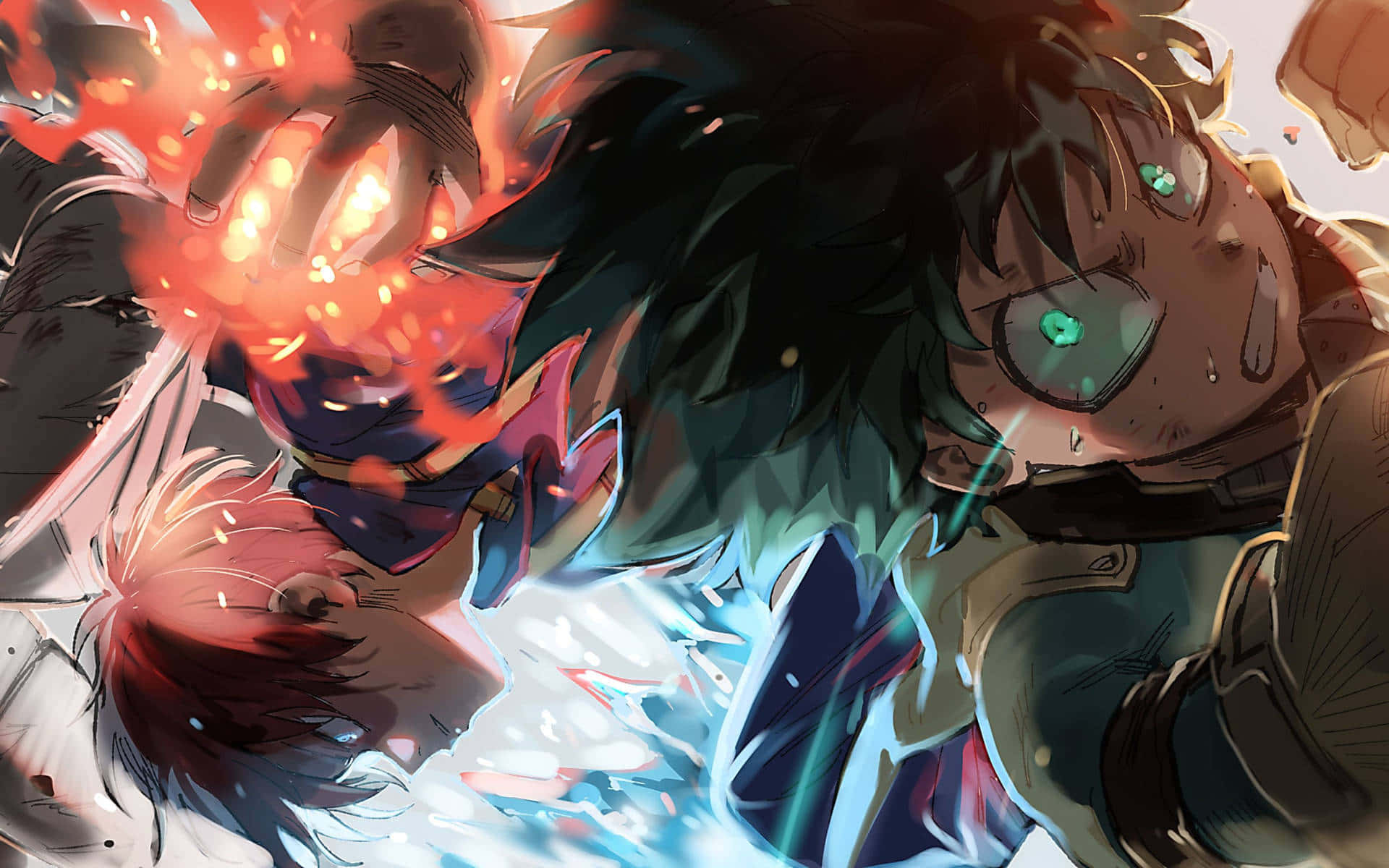 Deku And Todoroki Join Force Background