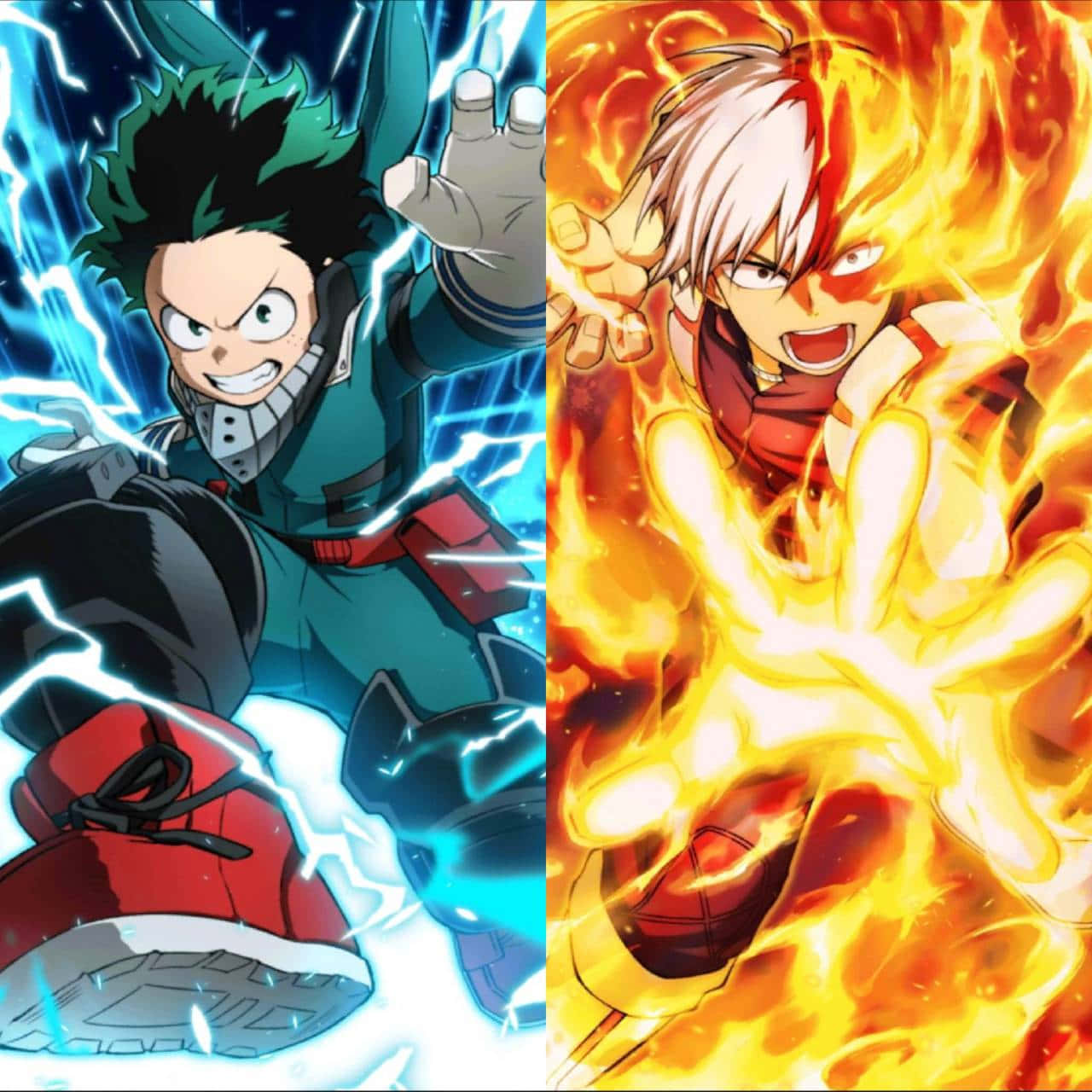 Deku And Todoroki Skills Background