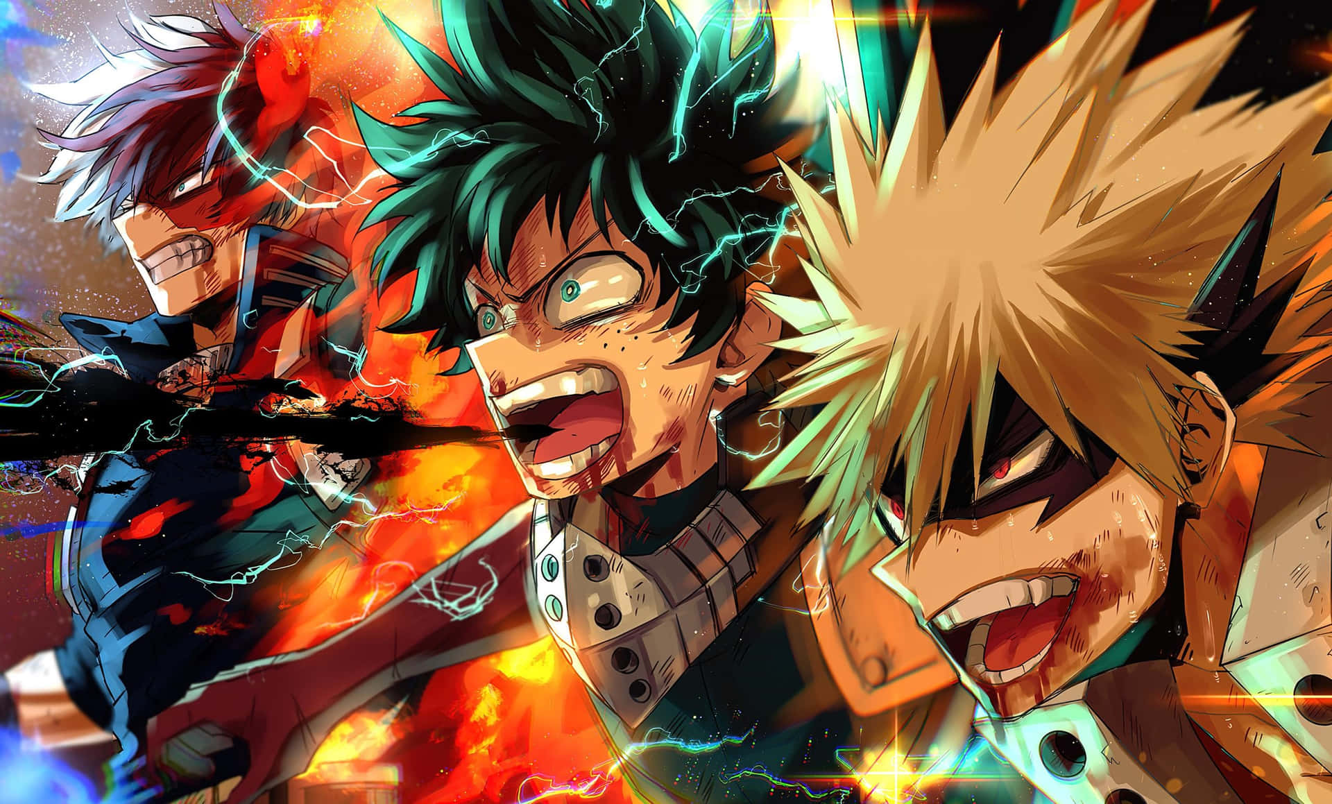 Deku And Todoroki - True Rivals Become Friends Background