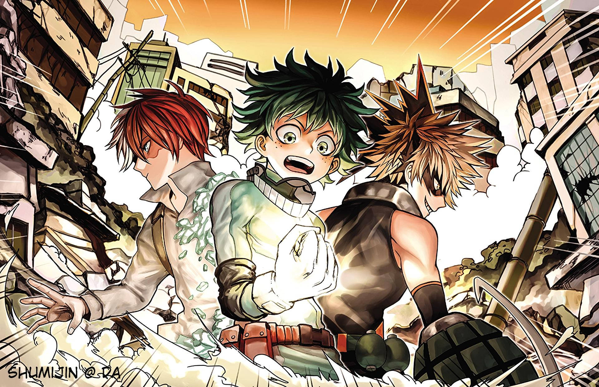 Deku X Todoroki X Bakugou Art Background