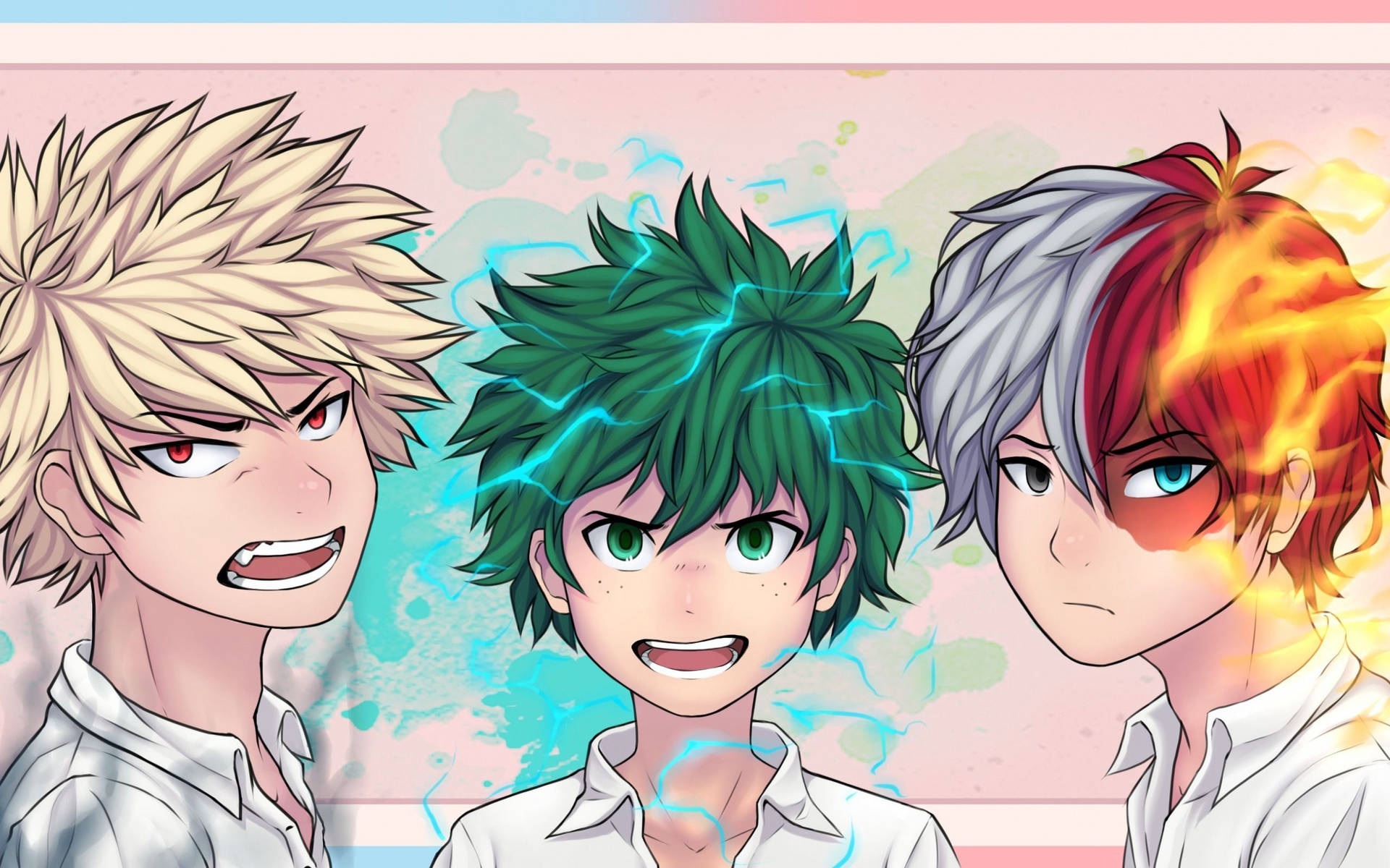 Deku X Todoroki X Bakugou Expressive Background