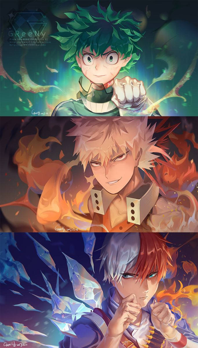 Deku X Todoroki X Bakugou Fan Work Background