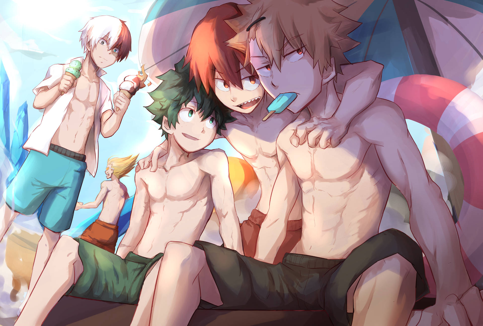 Deku X Todoroki X Bakugou Summer Background