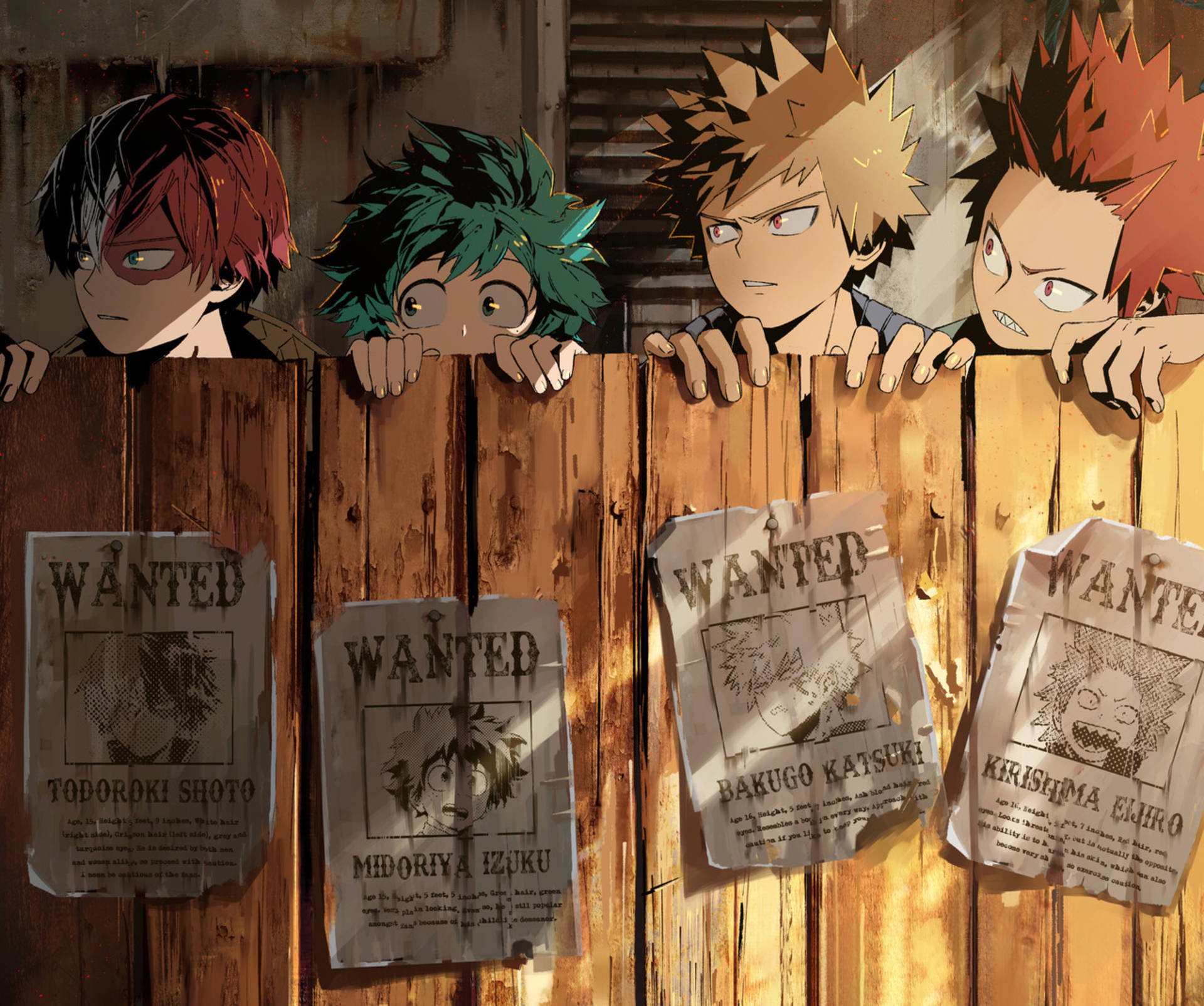 Deku X Todoroki X Bakugou Wanted Poster Background