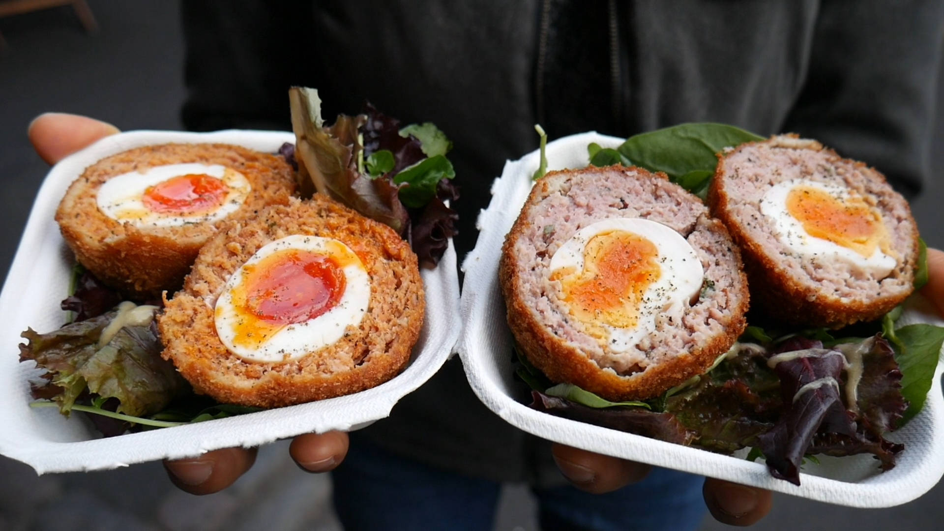 Delectable British Scotch Eggs Topped With Mouth-watering Vegetables