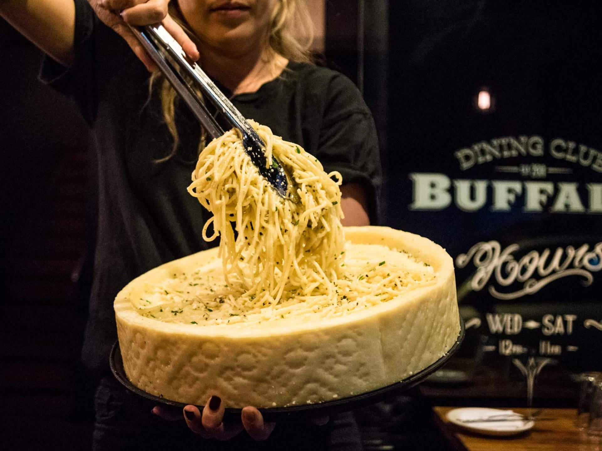 Delectable Cacio E Pepe Served In A Parmesan Wheel