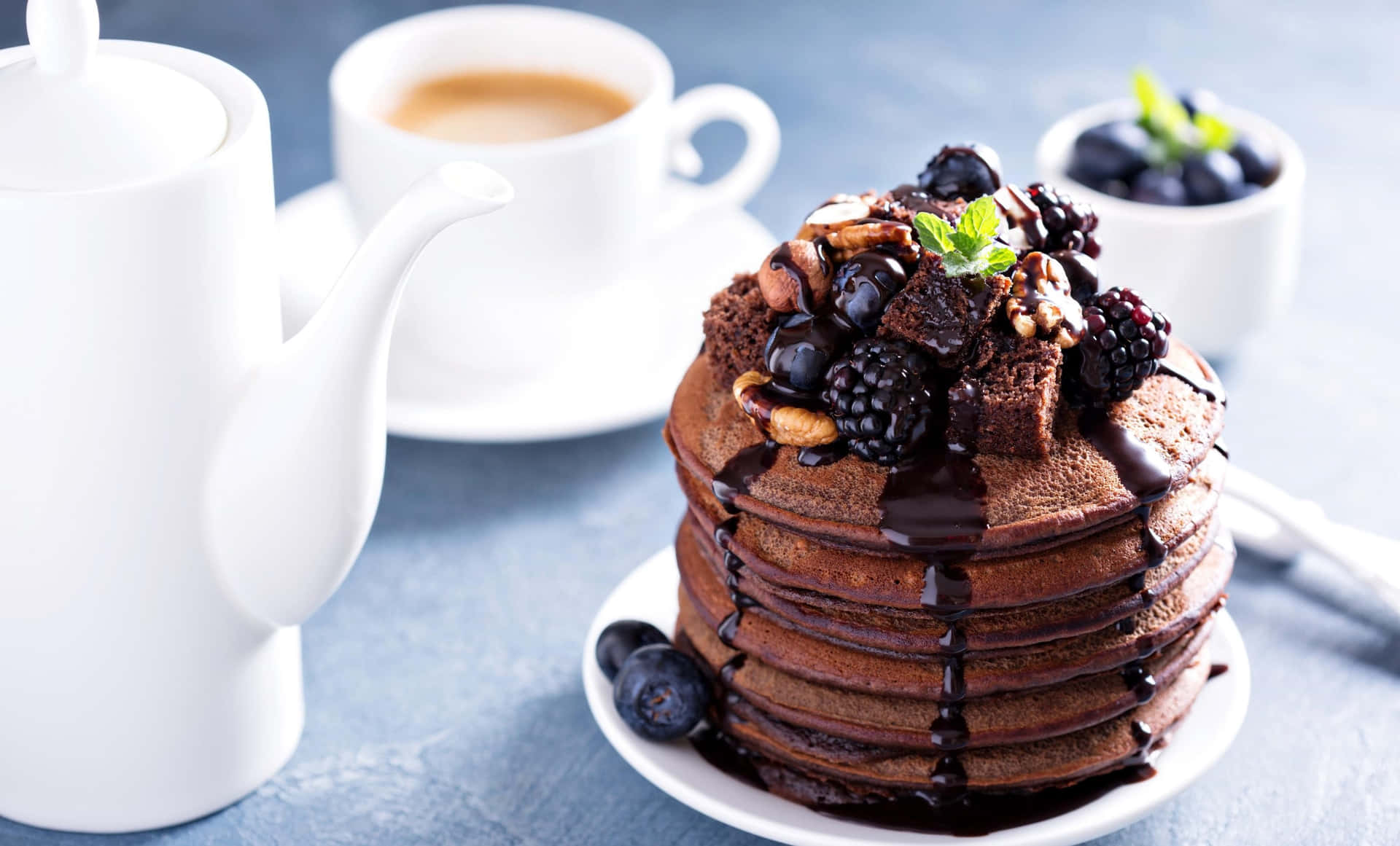 Delectable Chocolate Pancakes Background