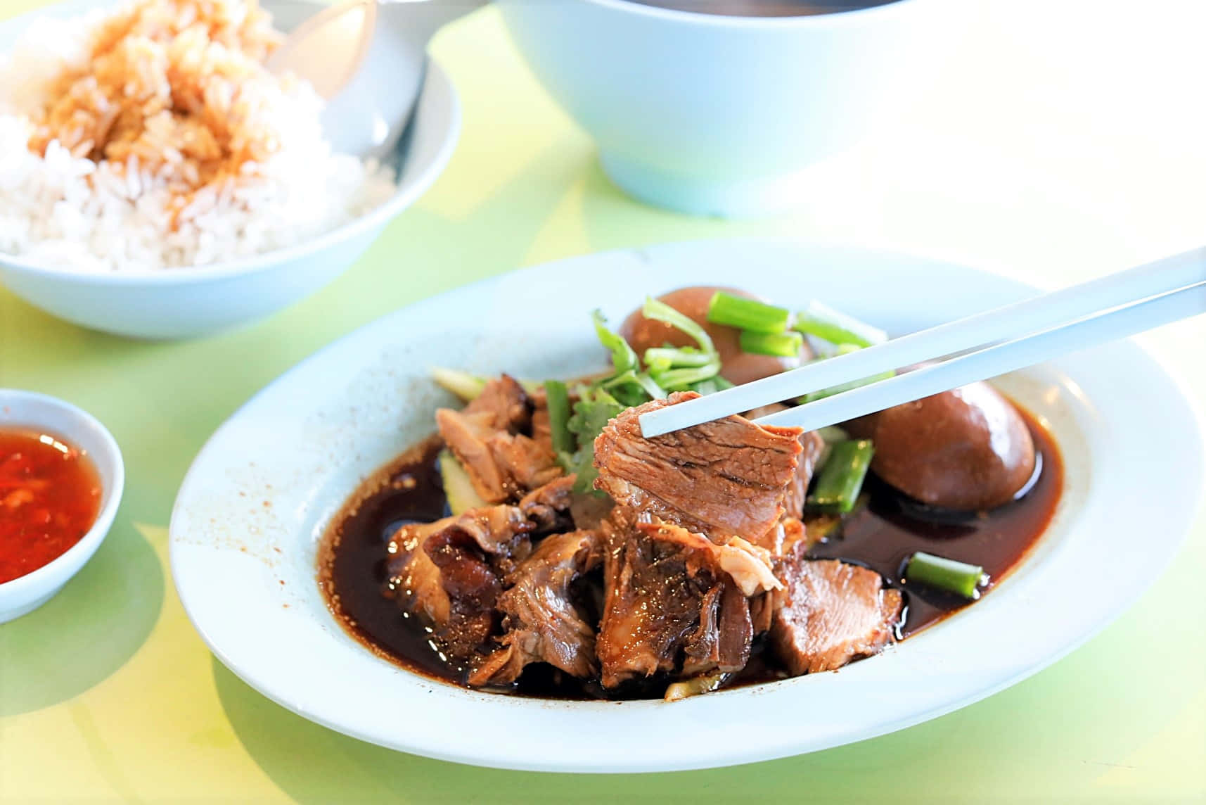 Delectable Duck Rice At Heng Gi Goose And Duck Rice, Tekka Market. Background