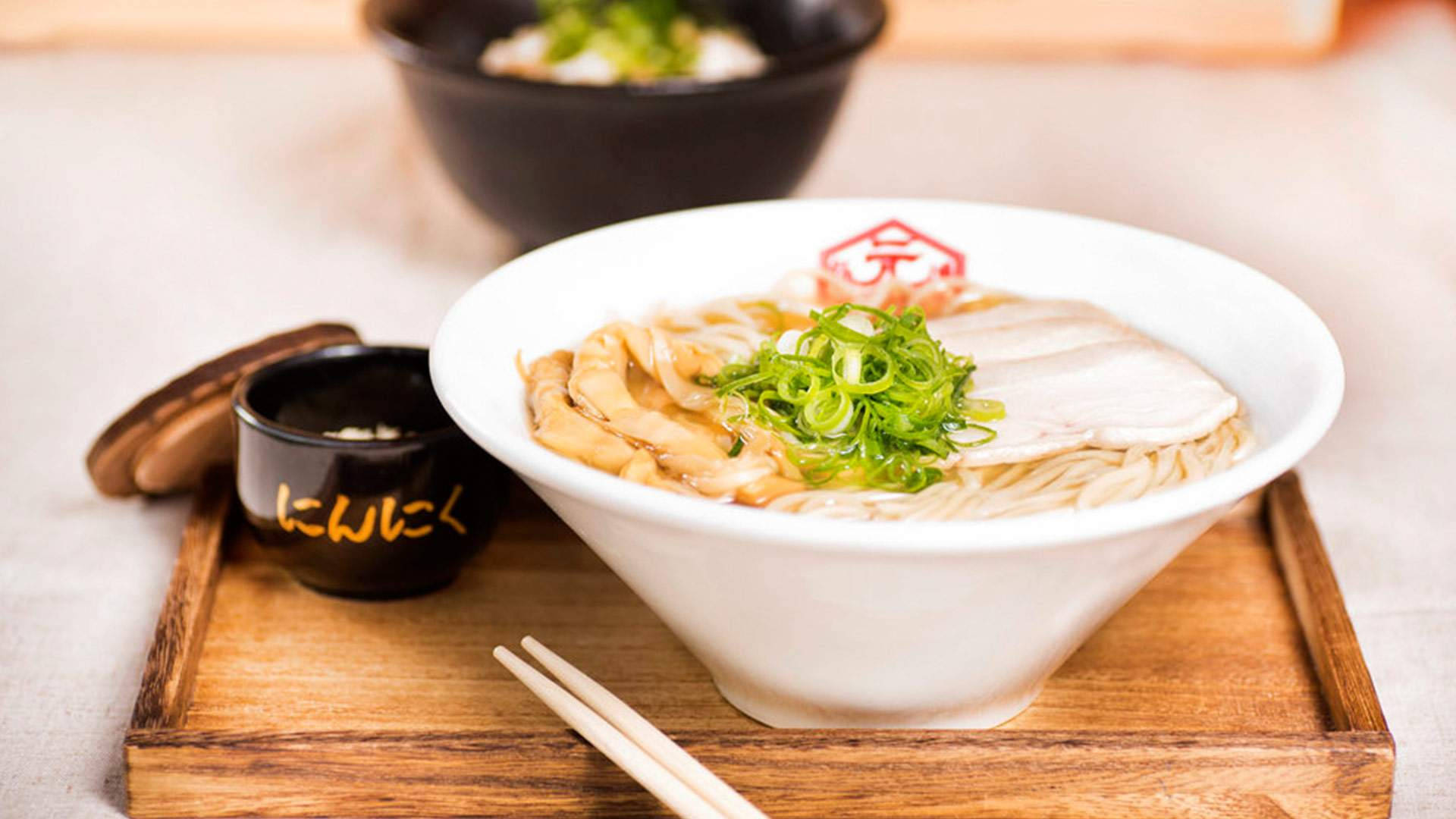 Delectable Hakata Ramen Served In A White Dining Ware