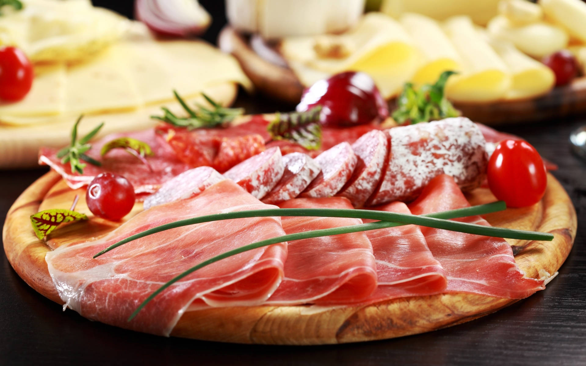 Delectable Ham Meat Plating Background