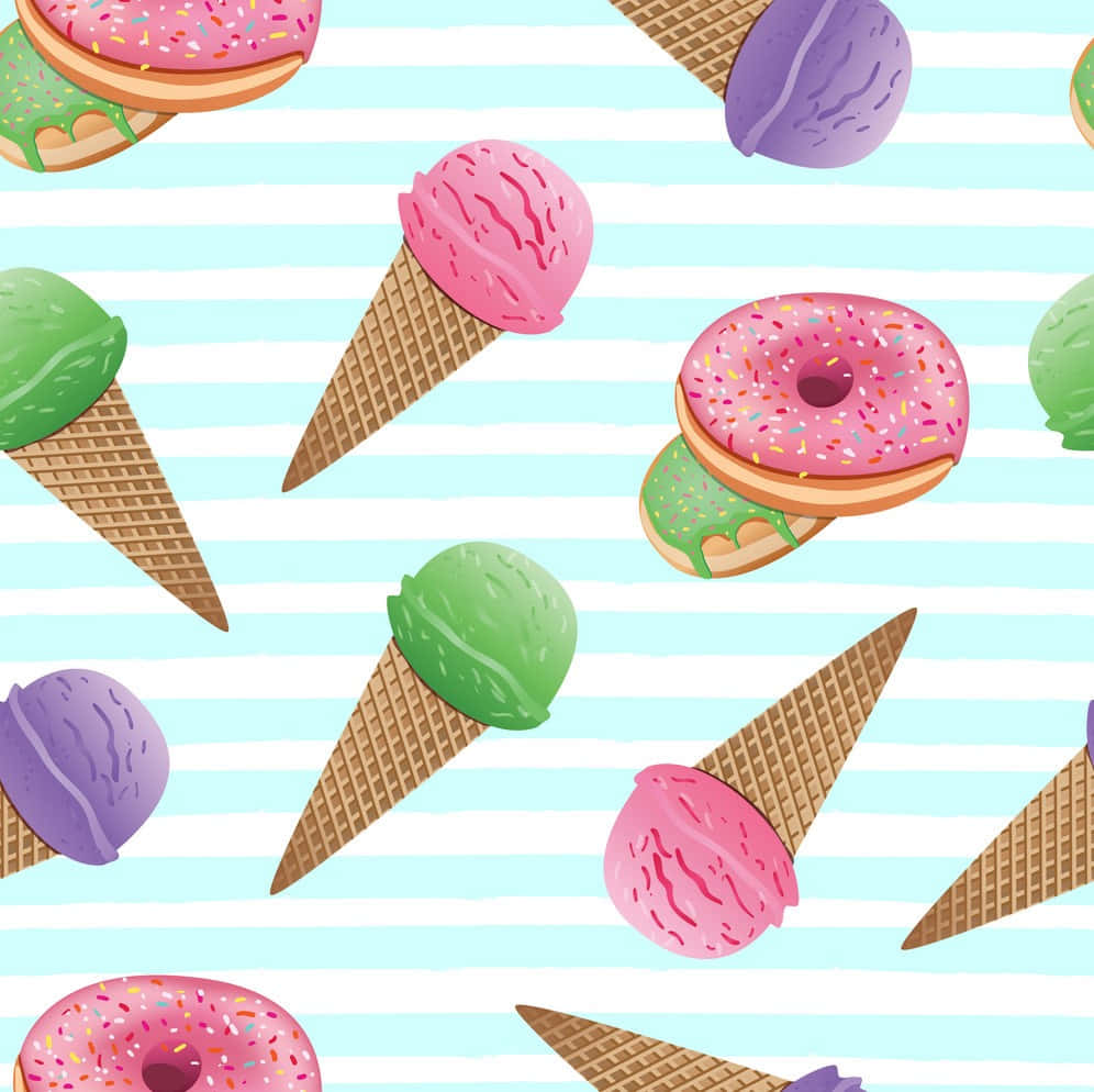 Delectable Ice Cream Adorned With Cheerful Donuts