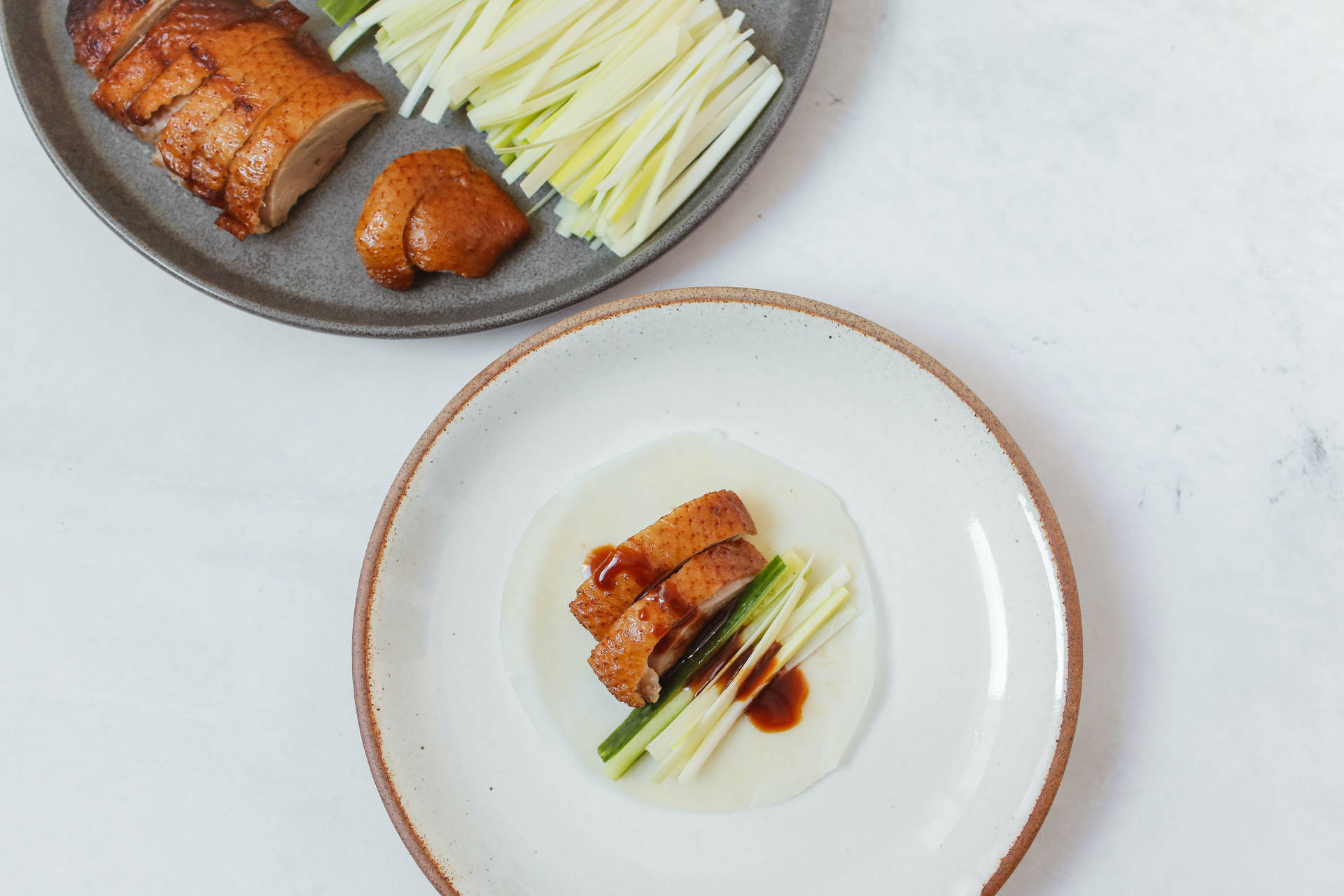 Delectable Peking Duck Served With Lemongrass And Sauces