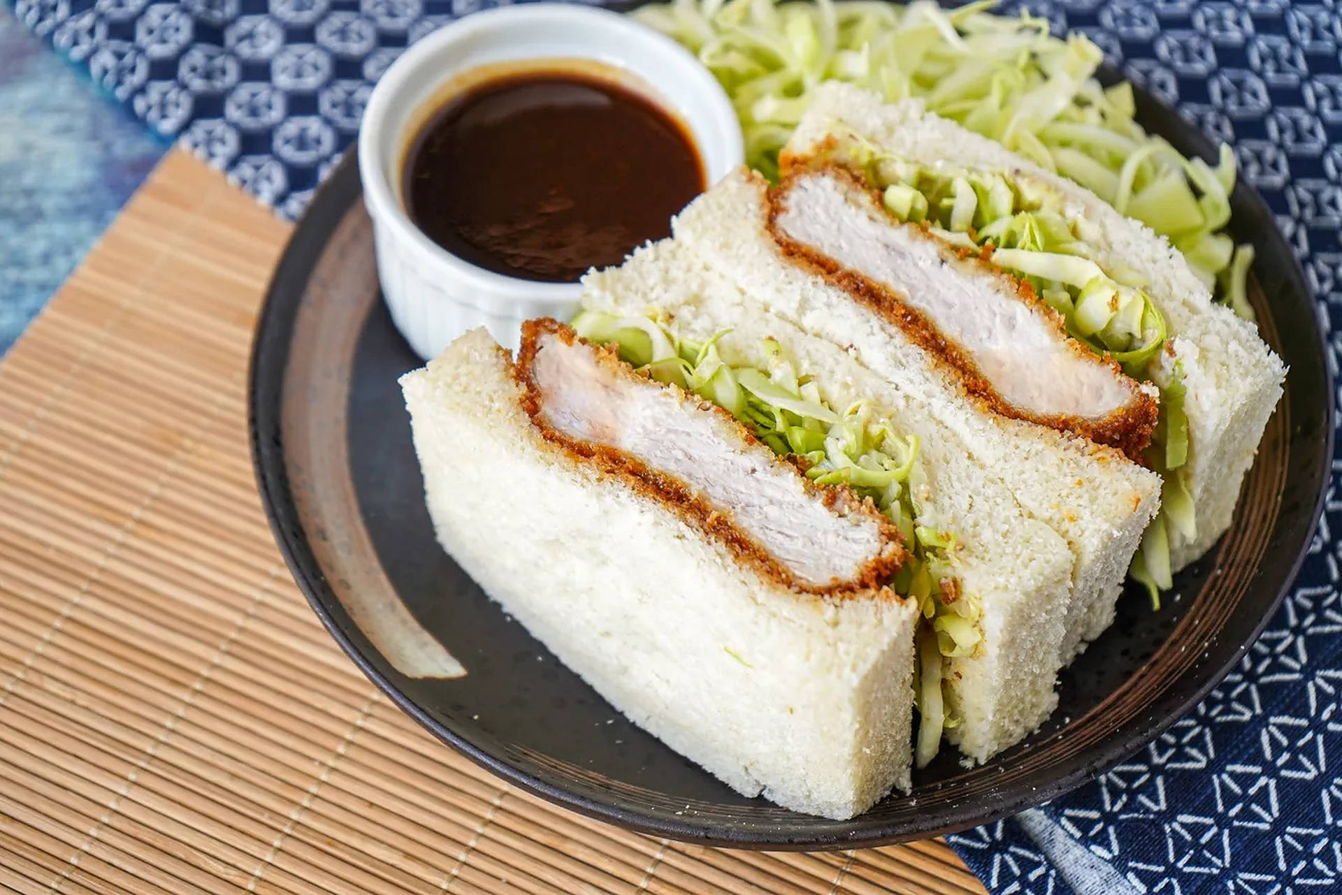 Delectable Serving Of Katsu Sando Sandwich Background