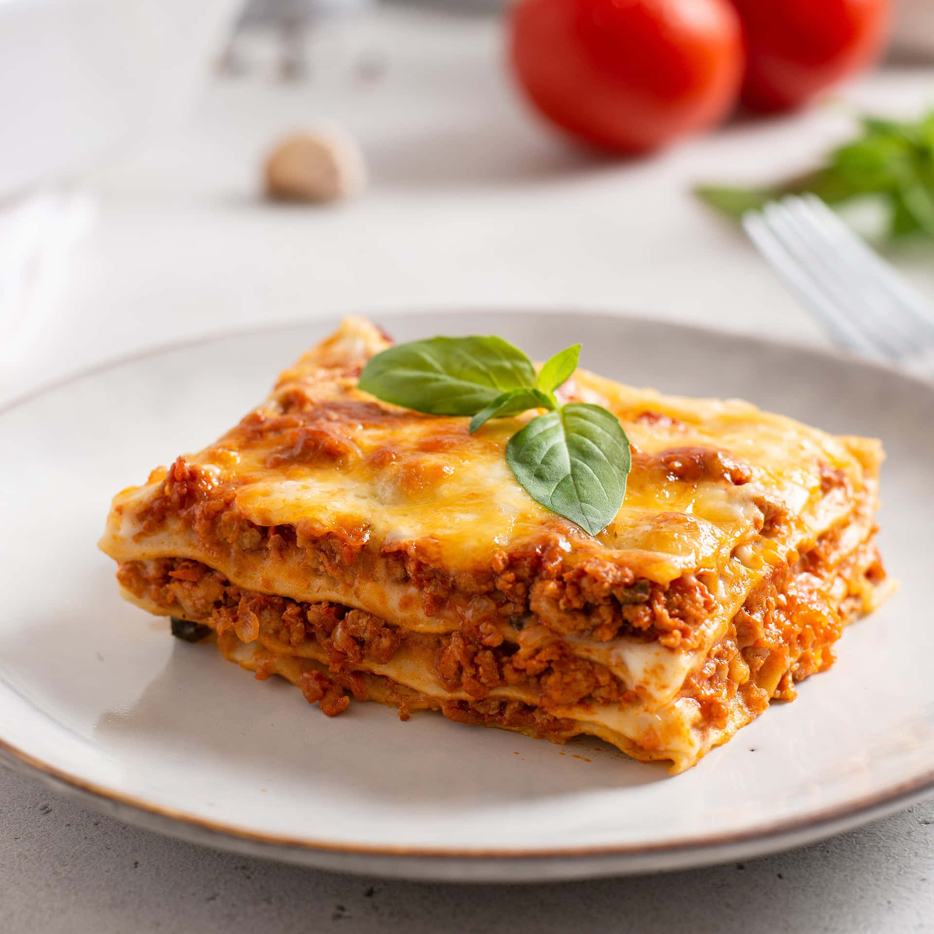 Delectable Slice Of Lasagna Alla Bolognese Background