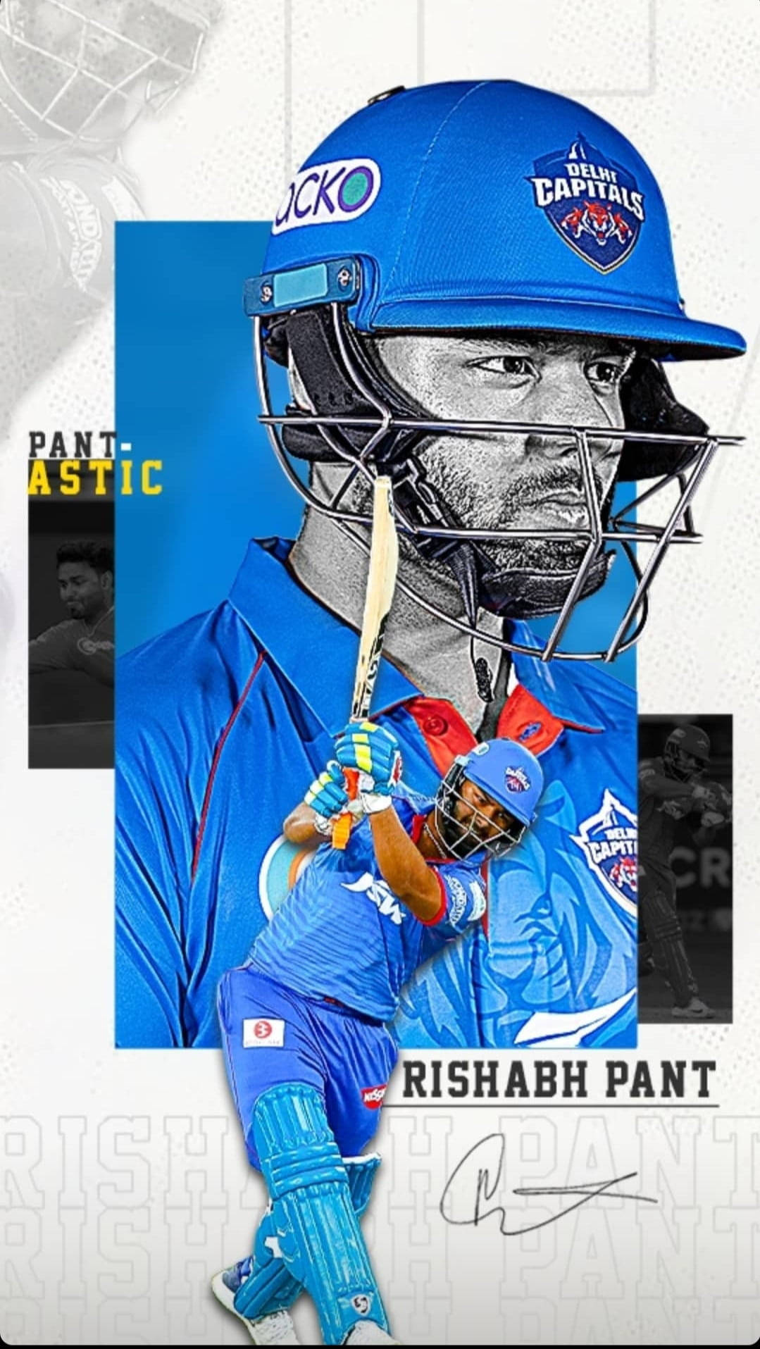 Delhi Capitals Pant Signed Photo Background