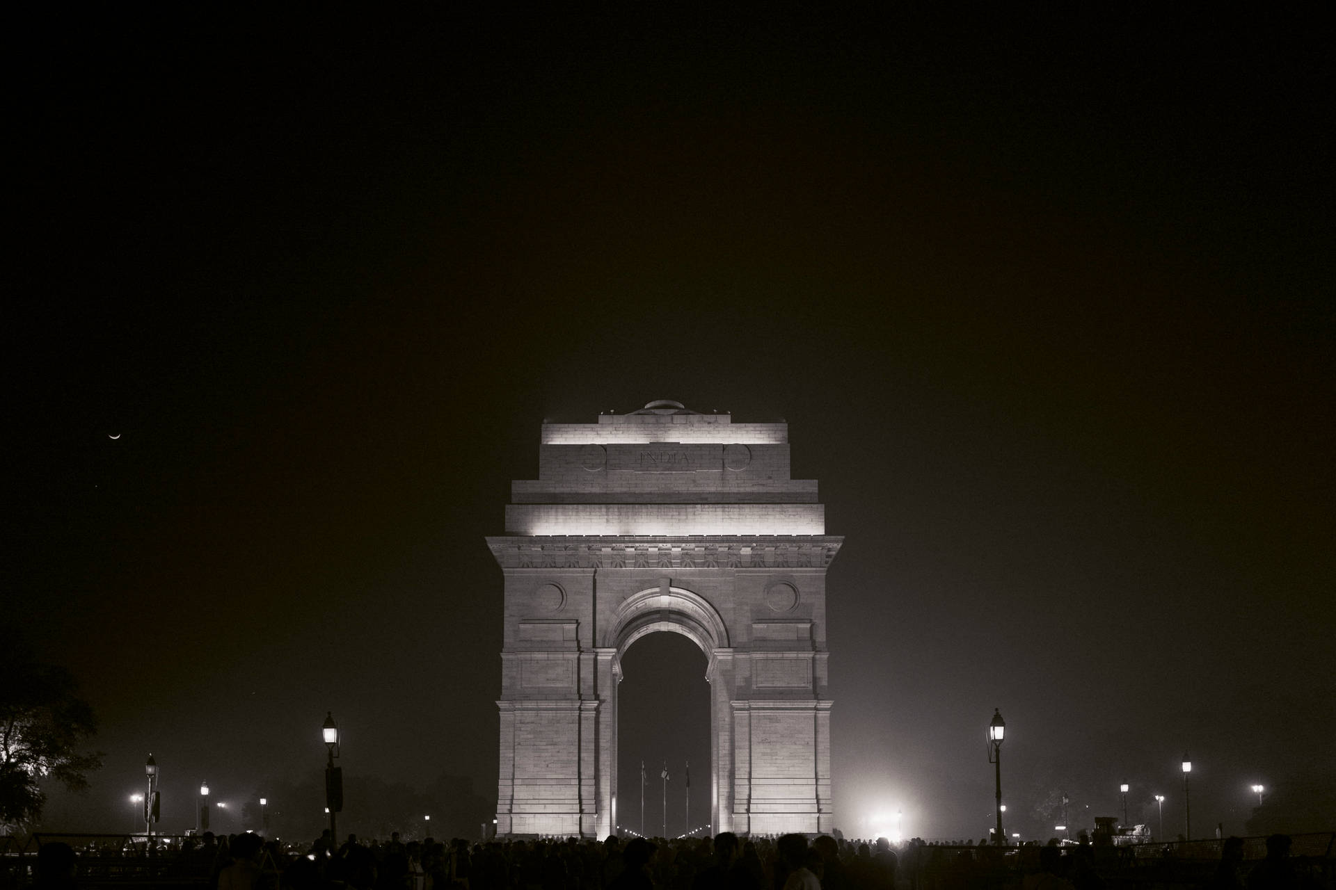Delhi India Gate Grayscale Background