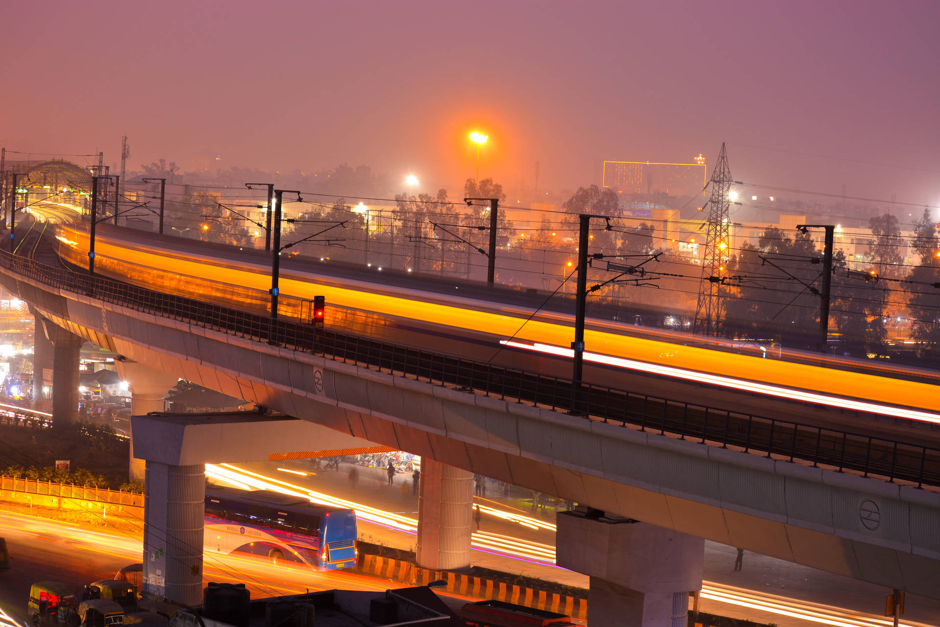 Delhi Train Cityscape Background