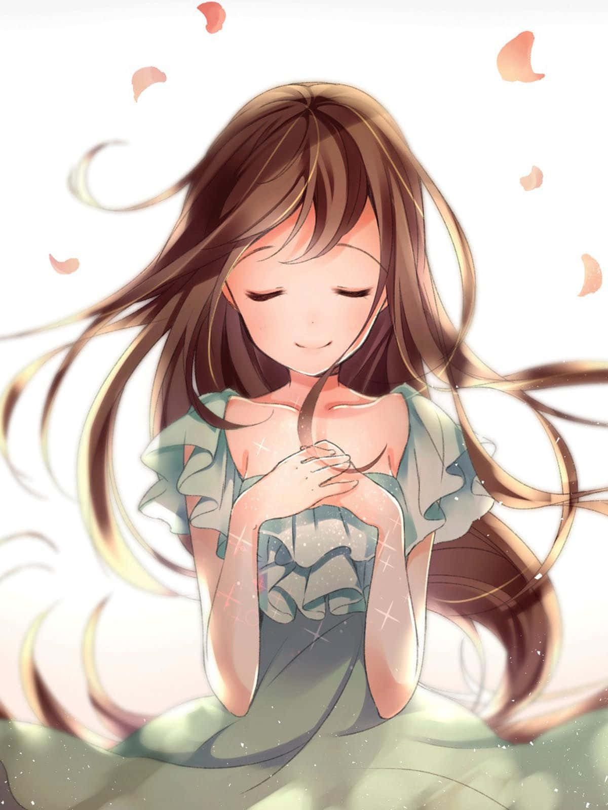 Delicate Beauty Unfolding - Timid Long-haired Girl Background