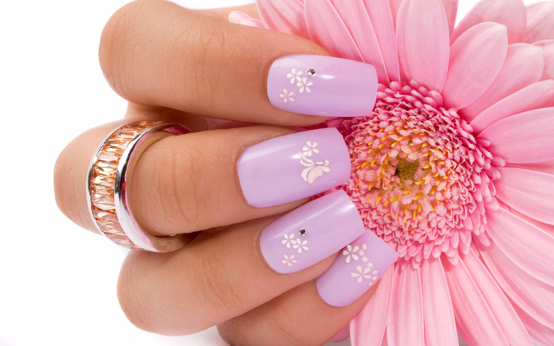 Delicate Lavender Floral Nail Art Background