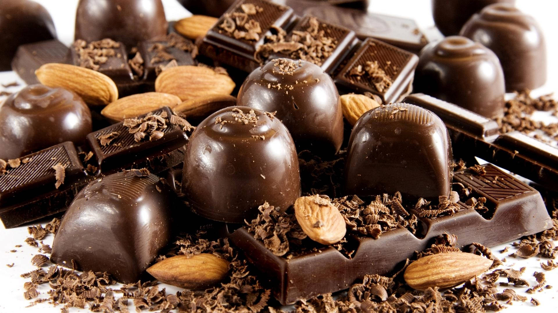 Delicious Almond Dark Chocolate Background