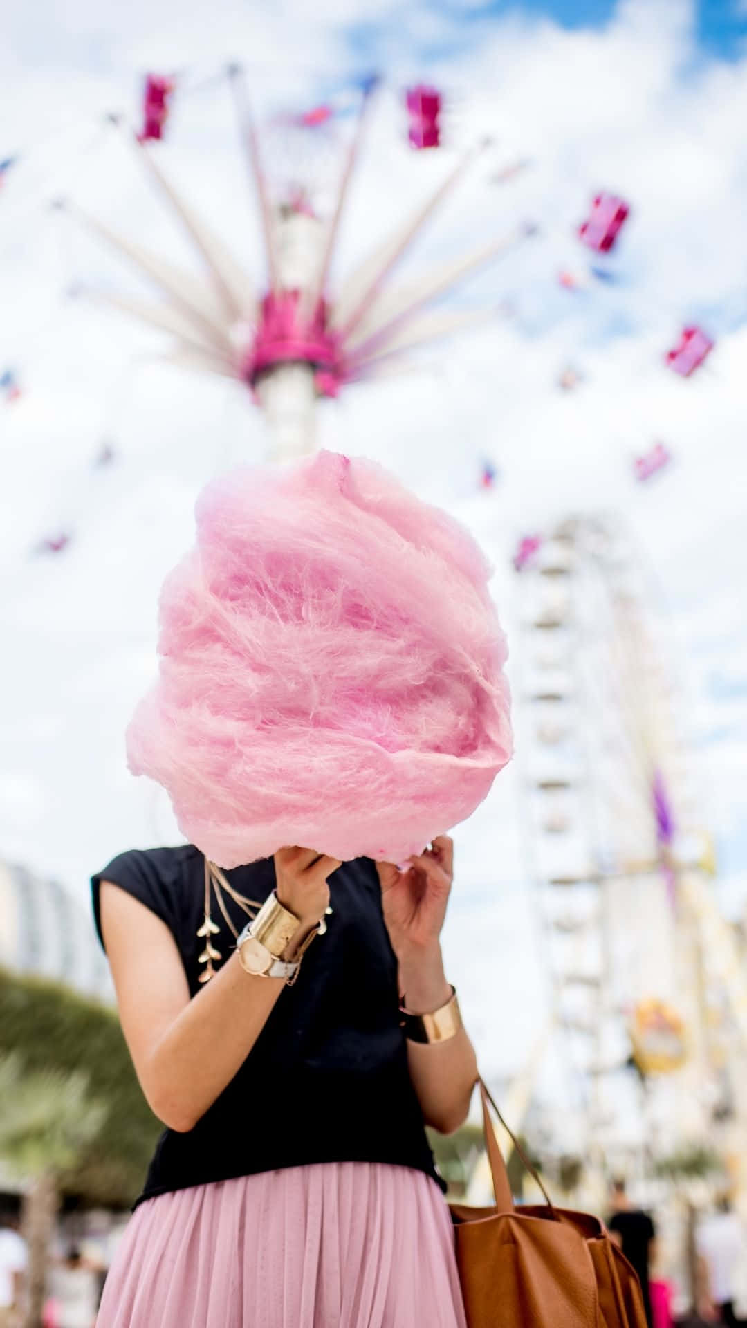 Delicious And Fluffy Cotton Candy On A Stick Background
