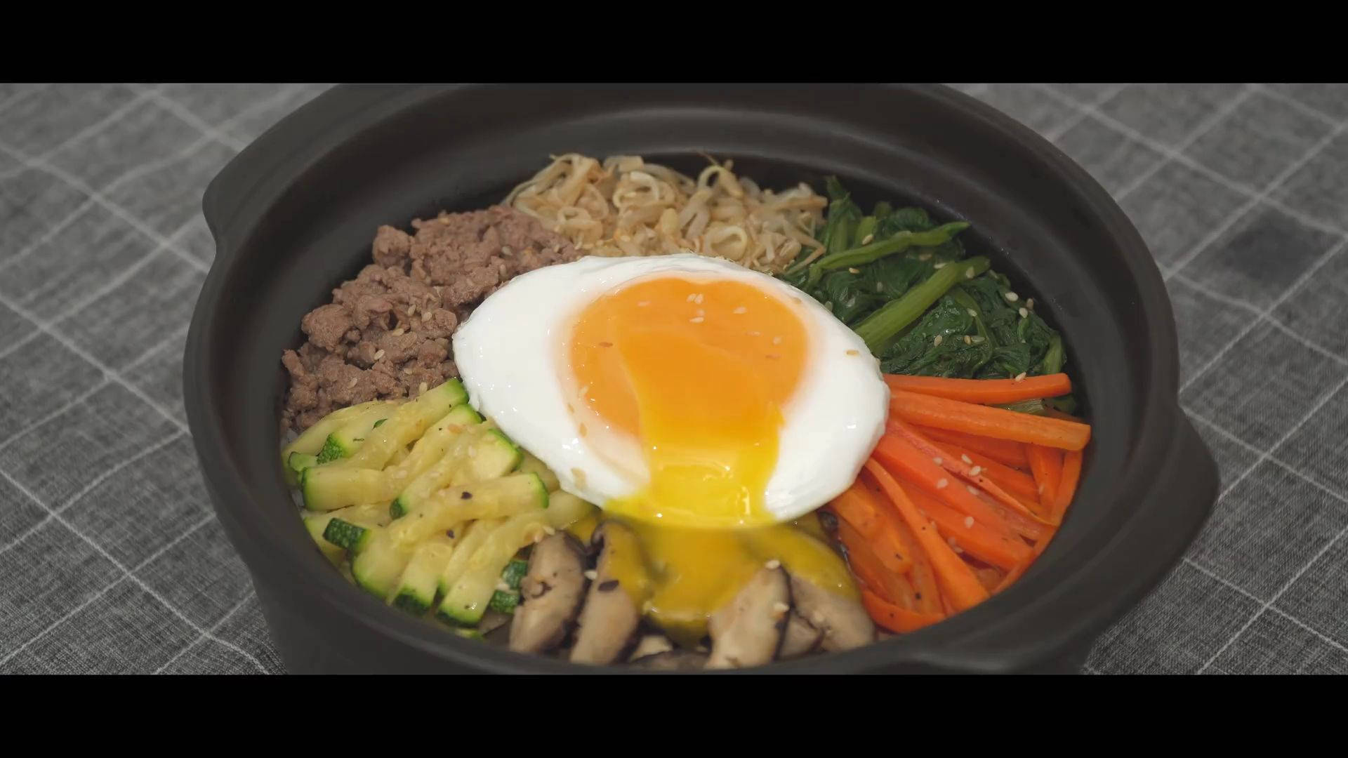 Delicious Bibimbap With Runny Egg Background