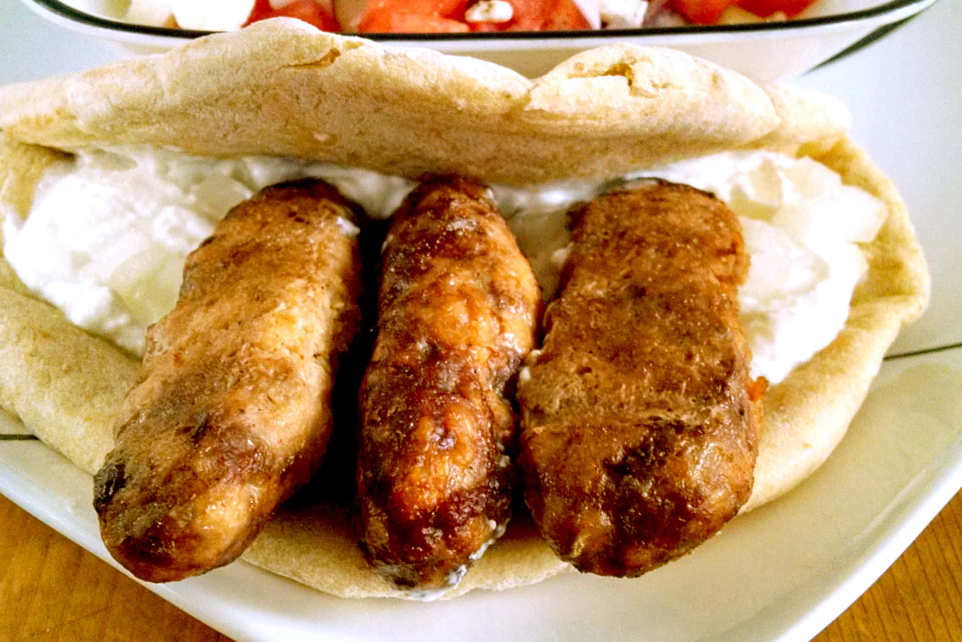 Delicious Cevapi Pita Sandwich Background