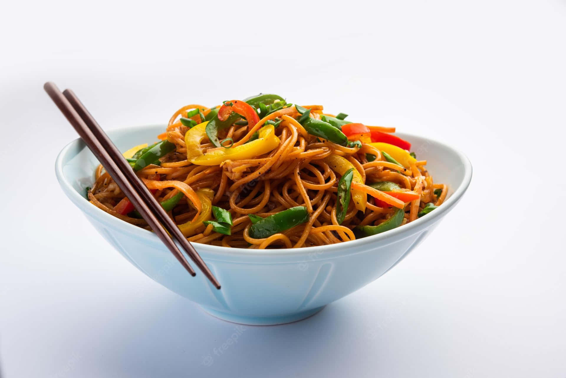 Delicious Chinese Stir-fried Noodles With Chili Background