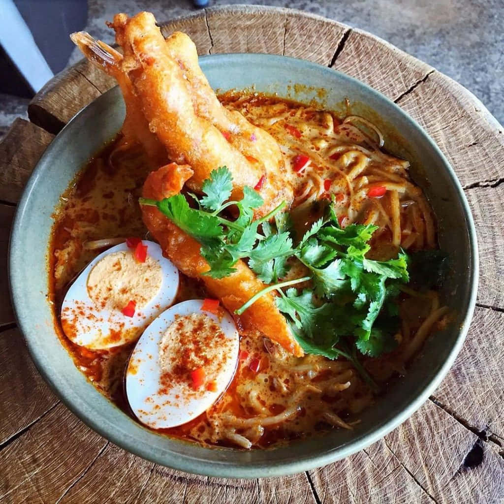 Delicious Curry Laksa With Tempura