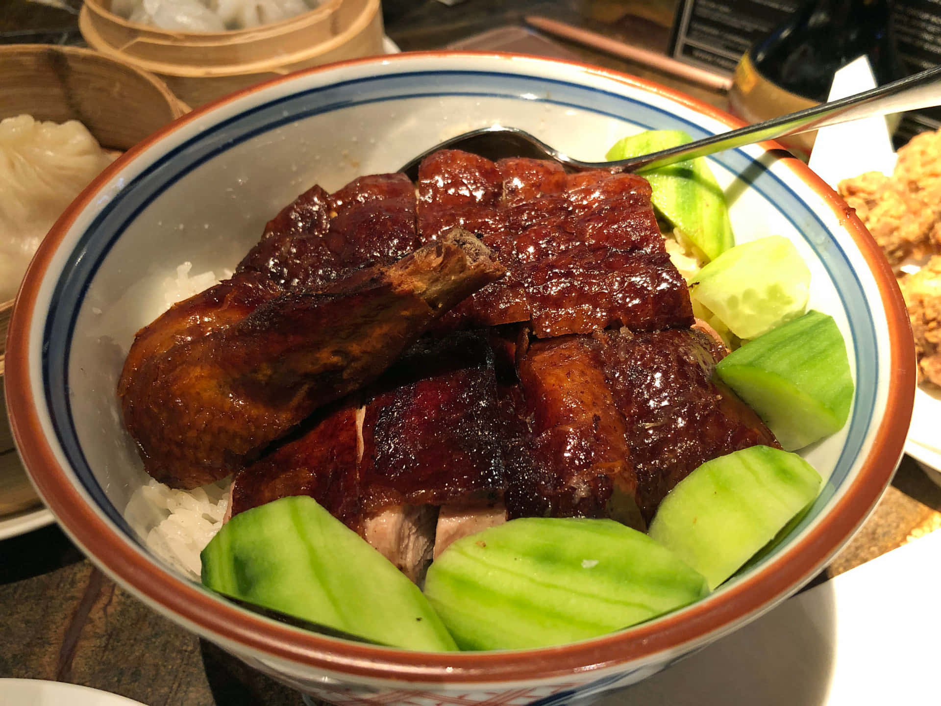 Delicious Duck Rice At The Duck And Rice, London Background