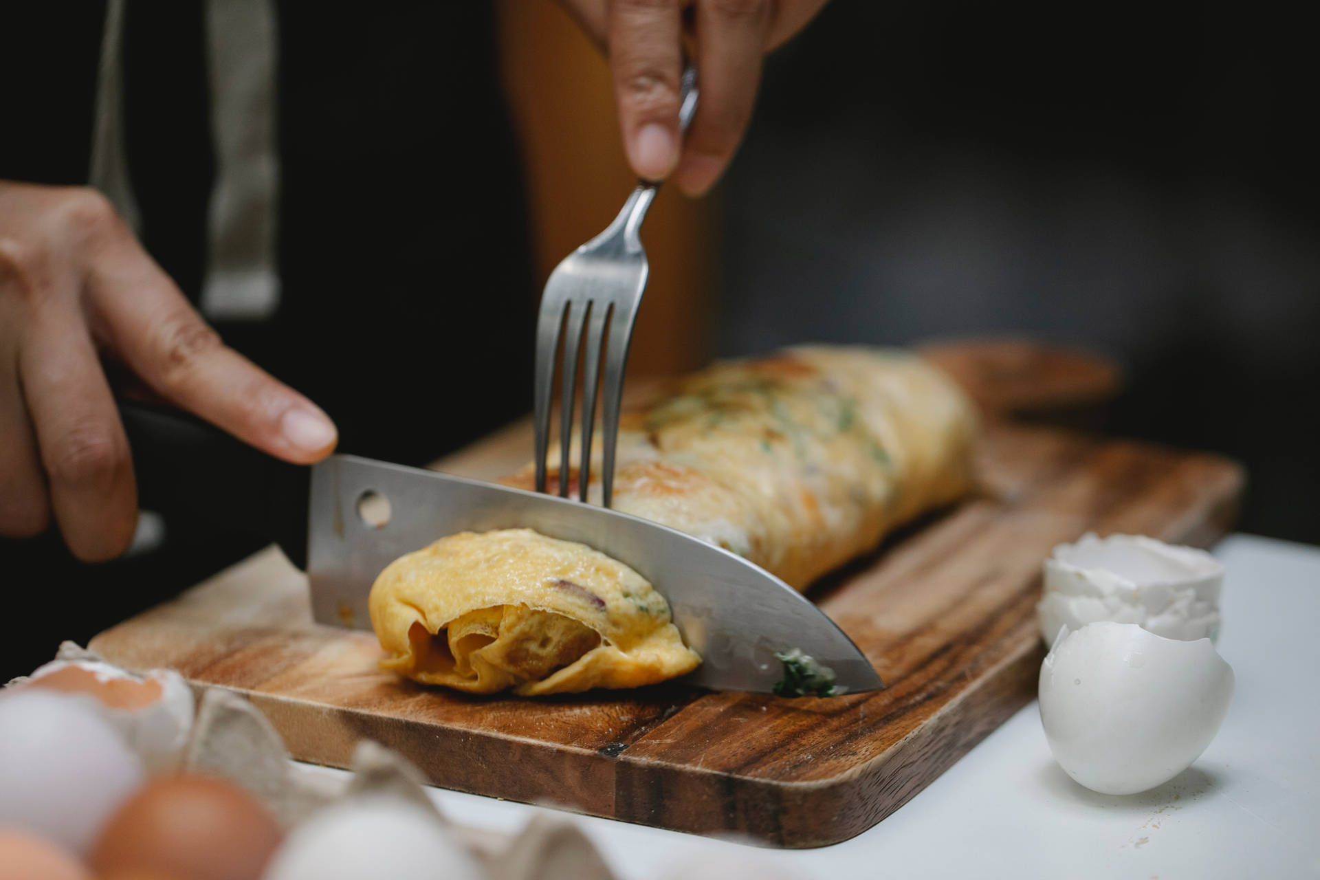 Delicious Egg Roll Omelette Slice Background